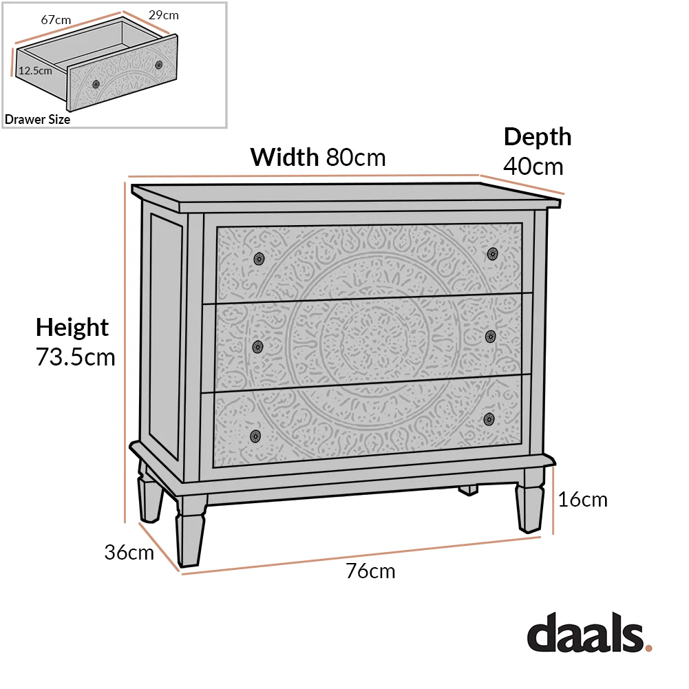 Chantilly Whitewashed Carved 3 Drawer Chest - Image 6