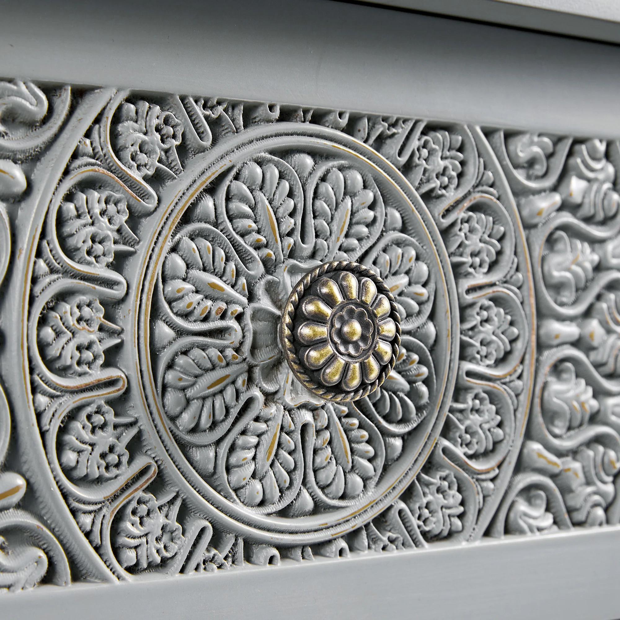 Chantilly Mid Grey Carved Console/ Dressing Table - Image 14