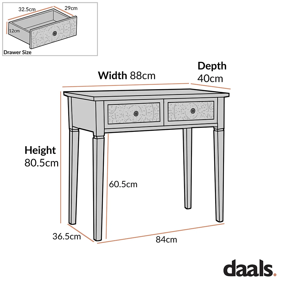Chantilly Whitewashed Carved Console/ Dressing Table - Image 5