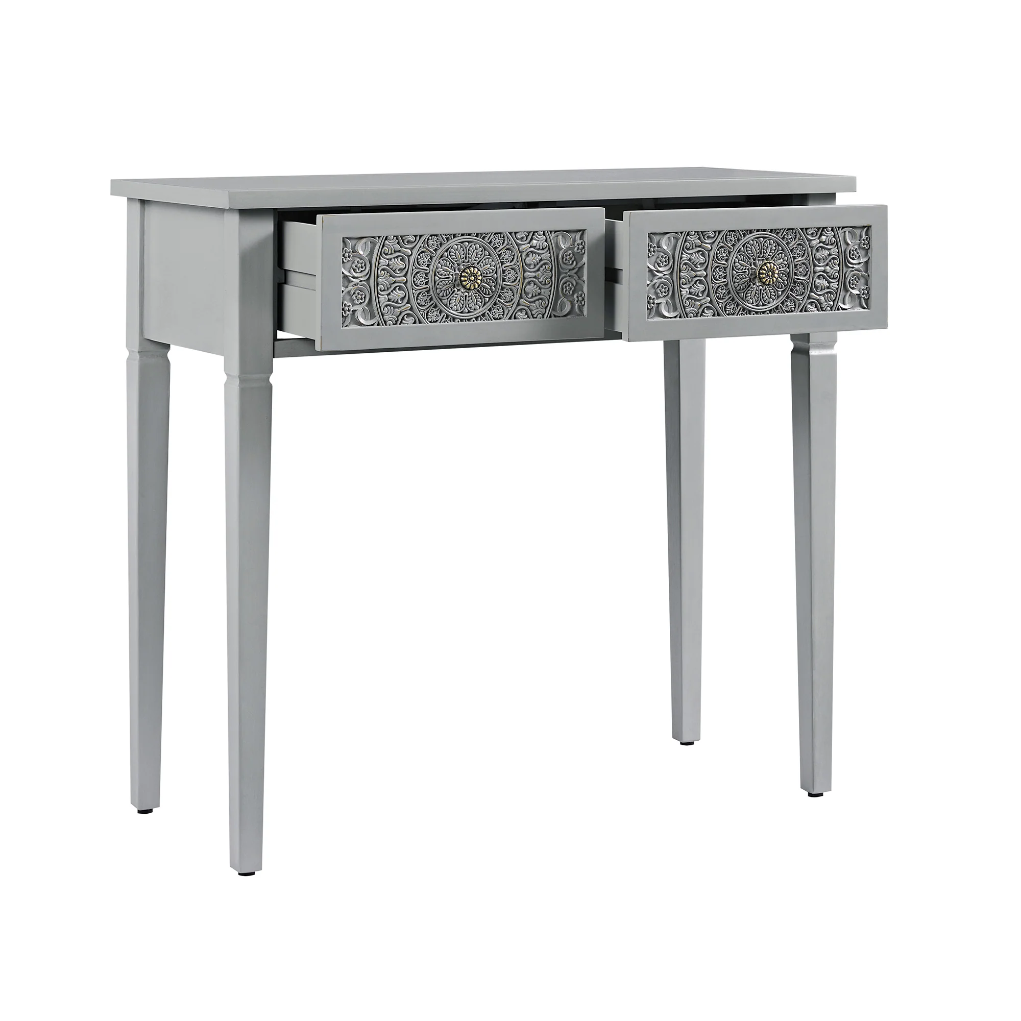 Chantilly Mid Grey Carved Console/ Dressing Table - Image 9