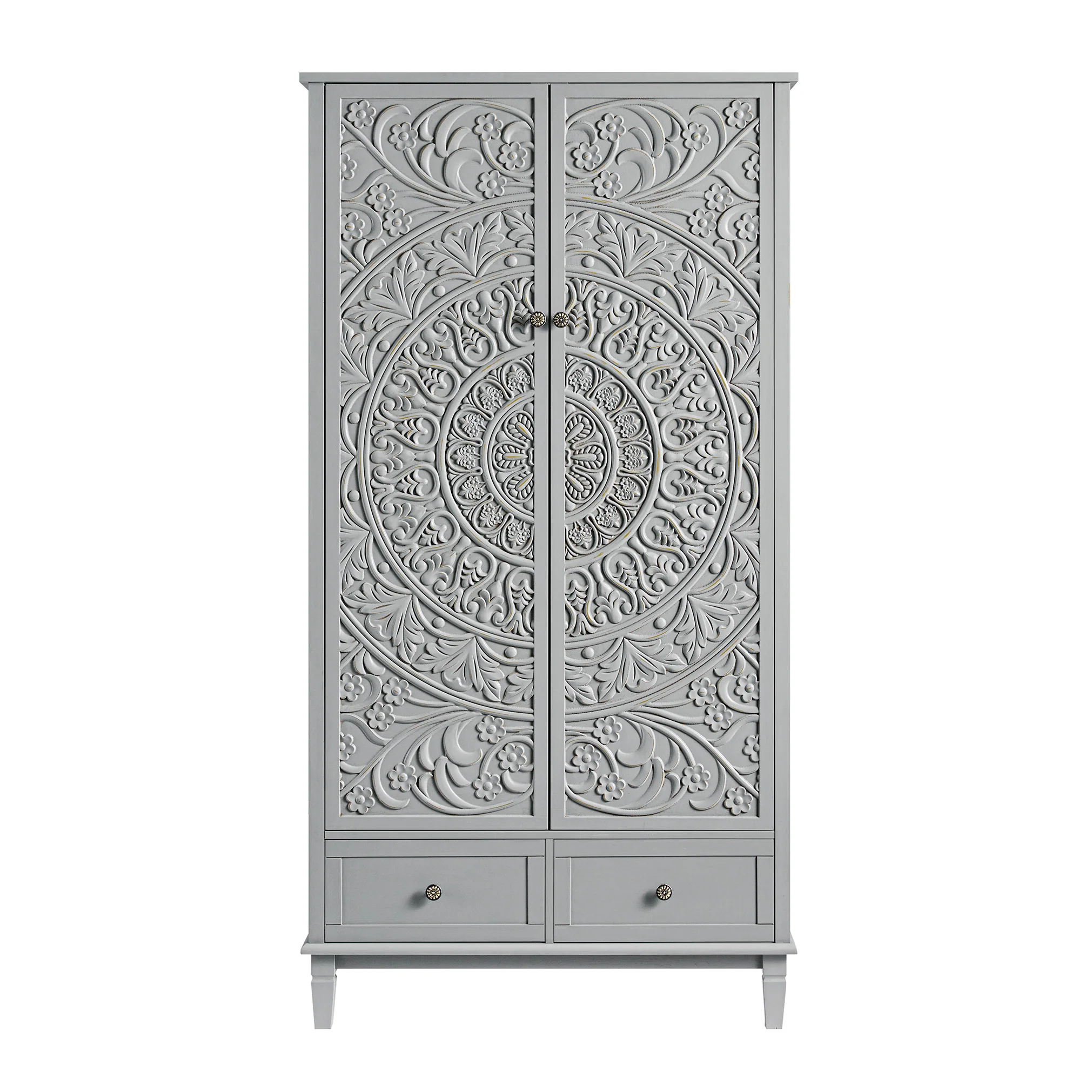 Chantilly Mid Grey Carved Double Wardrobe - Image 7
