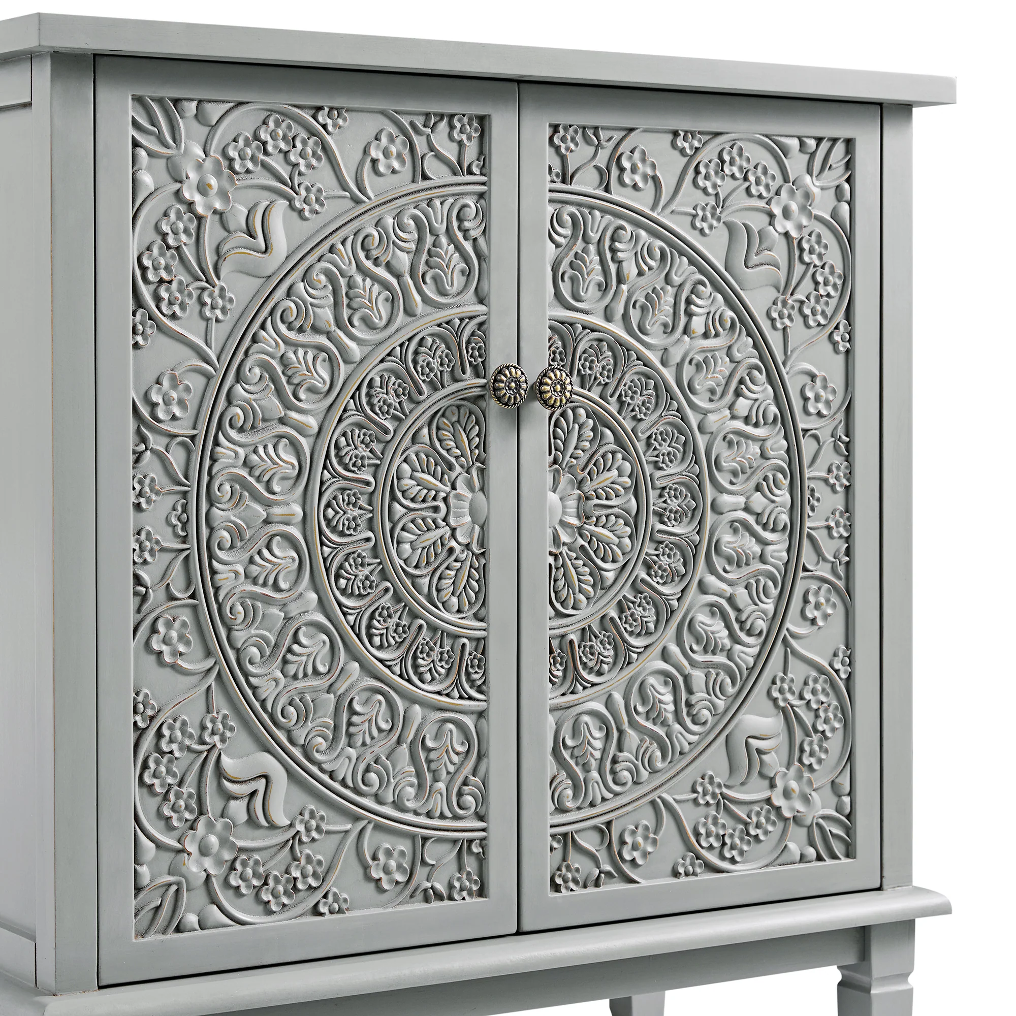 Chantilly Mid Grey Carved Small Sideboard - Image 14