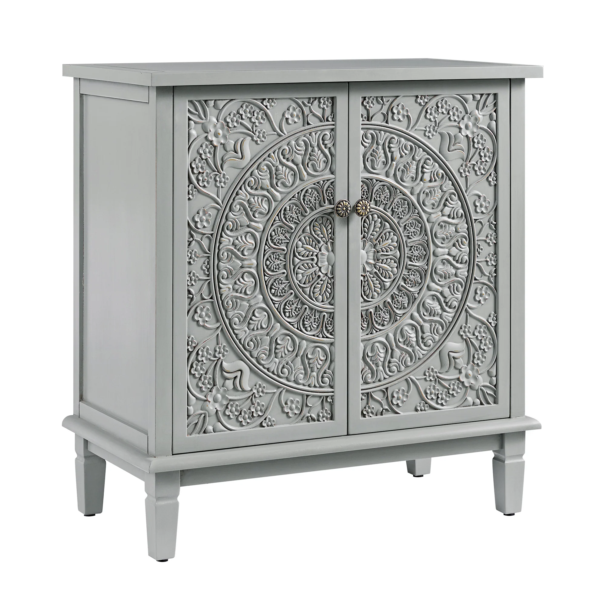 Chantilly Mid Grey Carved Small Sideboard - Image 9