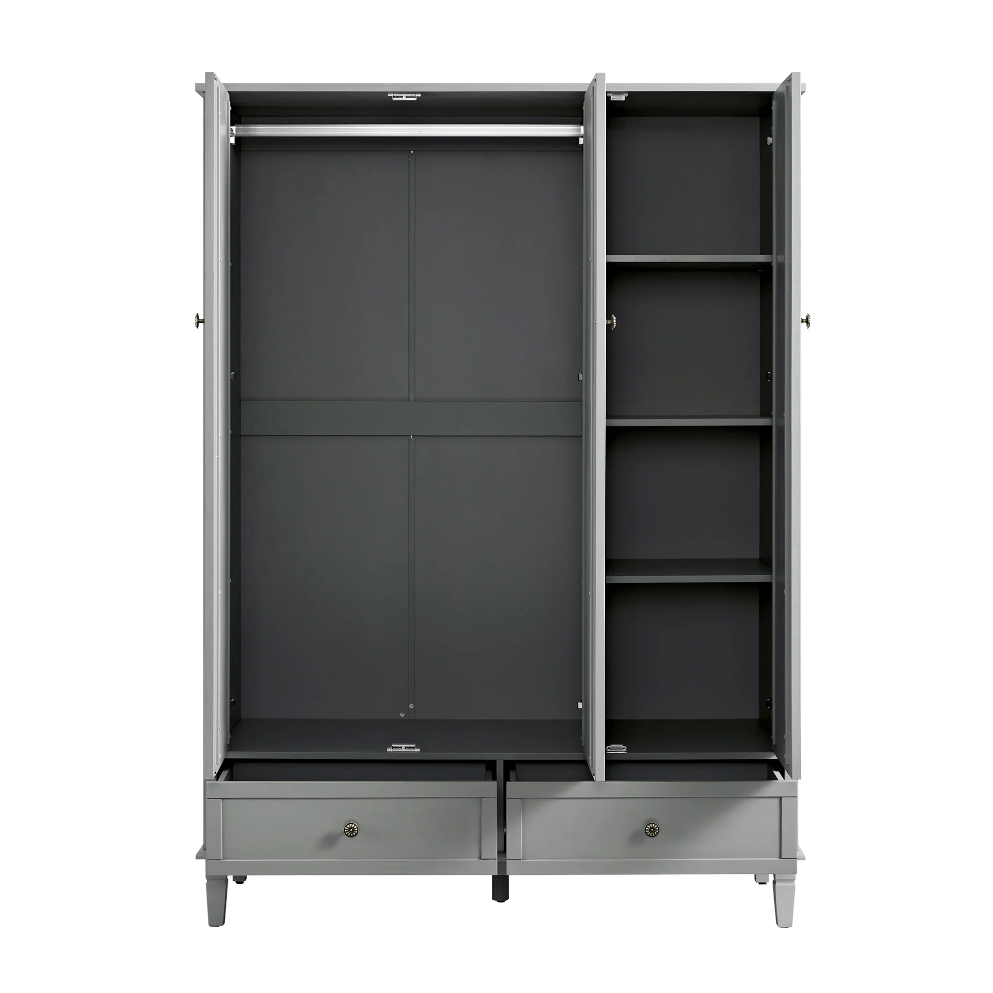 Chantilly Mid Grey Carved Triple Wardrobe - Image 10