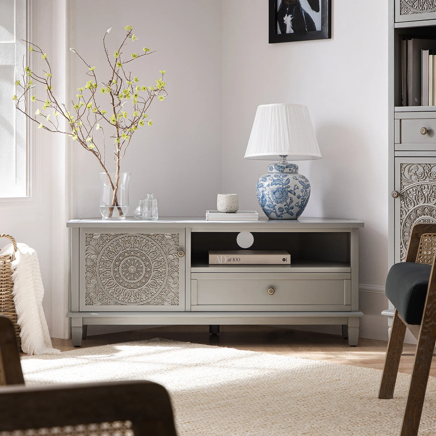 Chantilly Mid Grey Corner TV Unit - Image 2