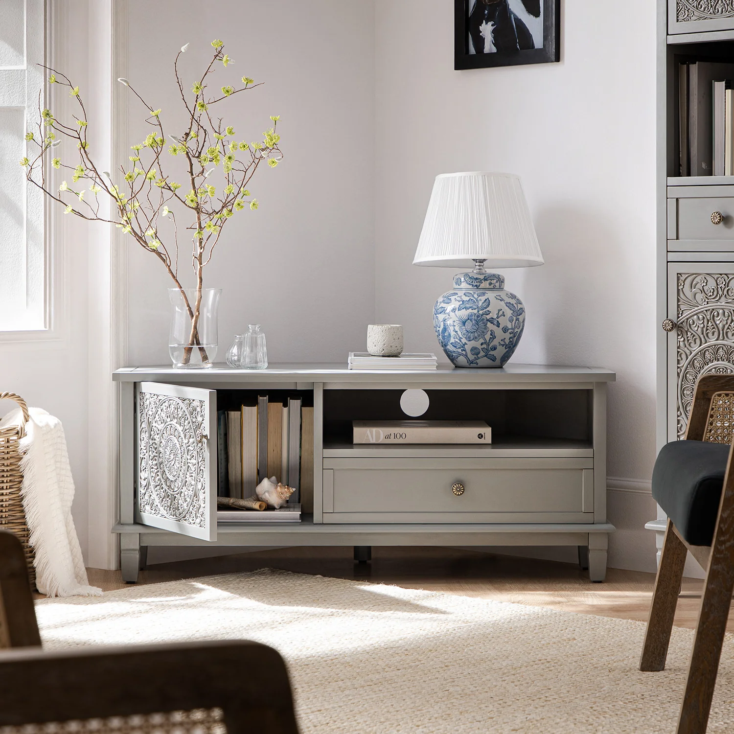 Chantilly Mid Grey Corner TV Unit - Image 3