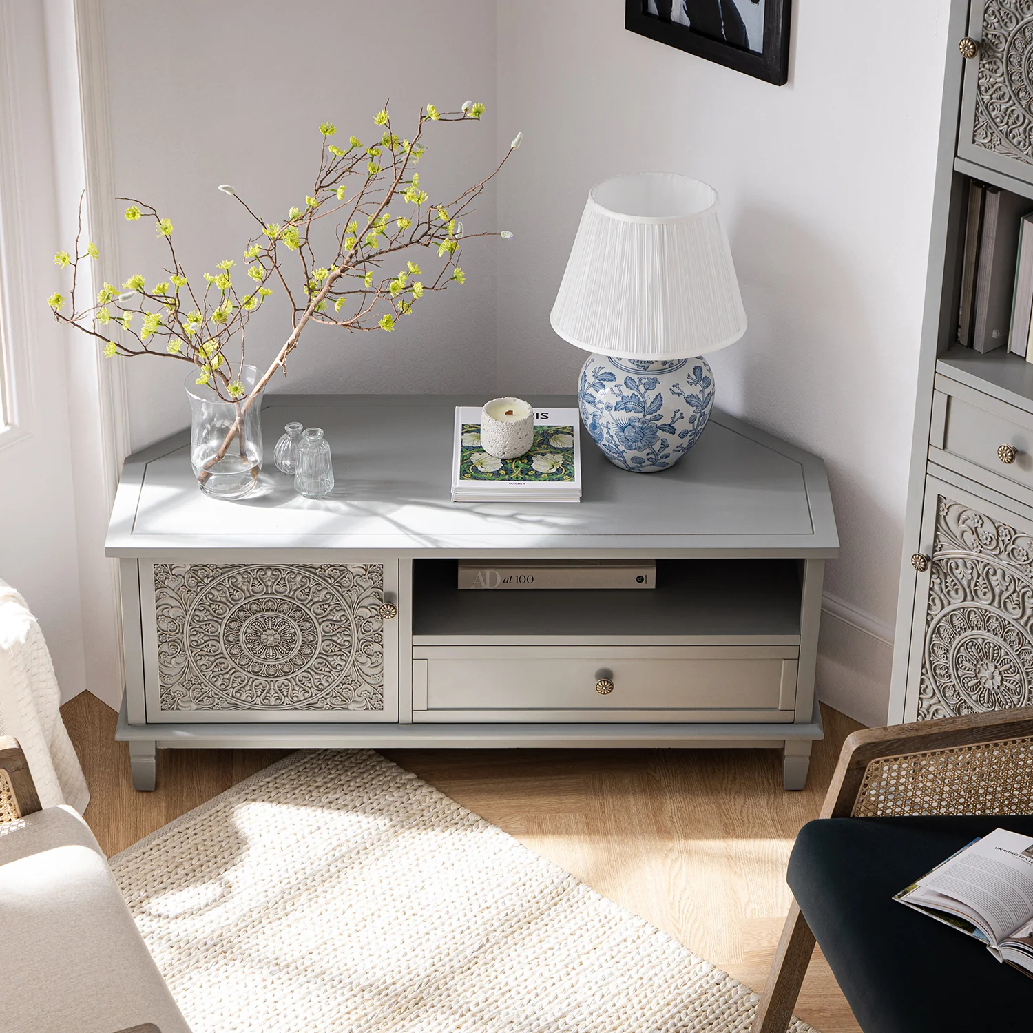 Chantilly Mid Grey Corner TV Unit - Image 4