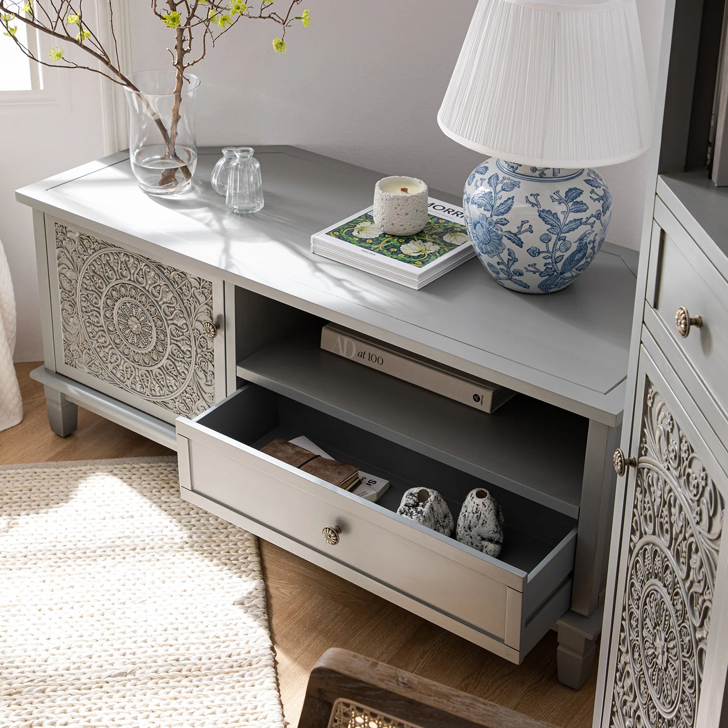 Chantilly Mid Grey Corner TV Unit - Image 5