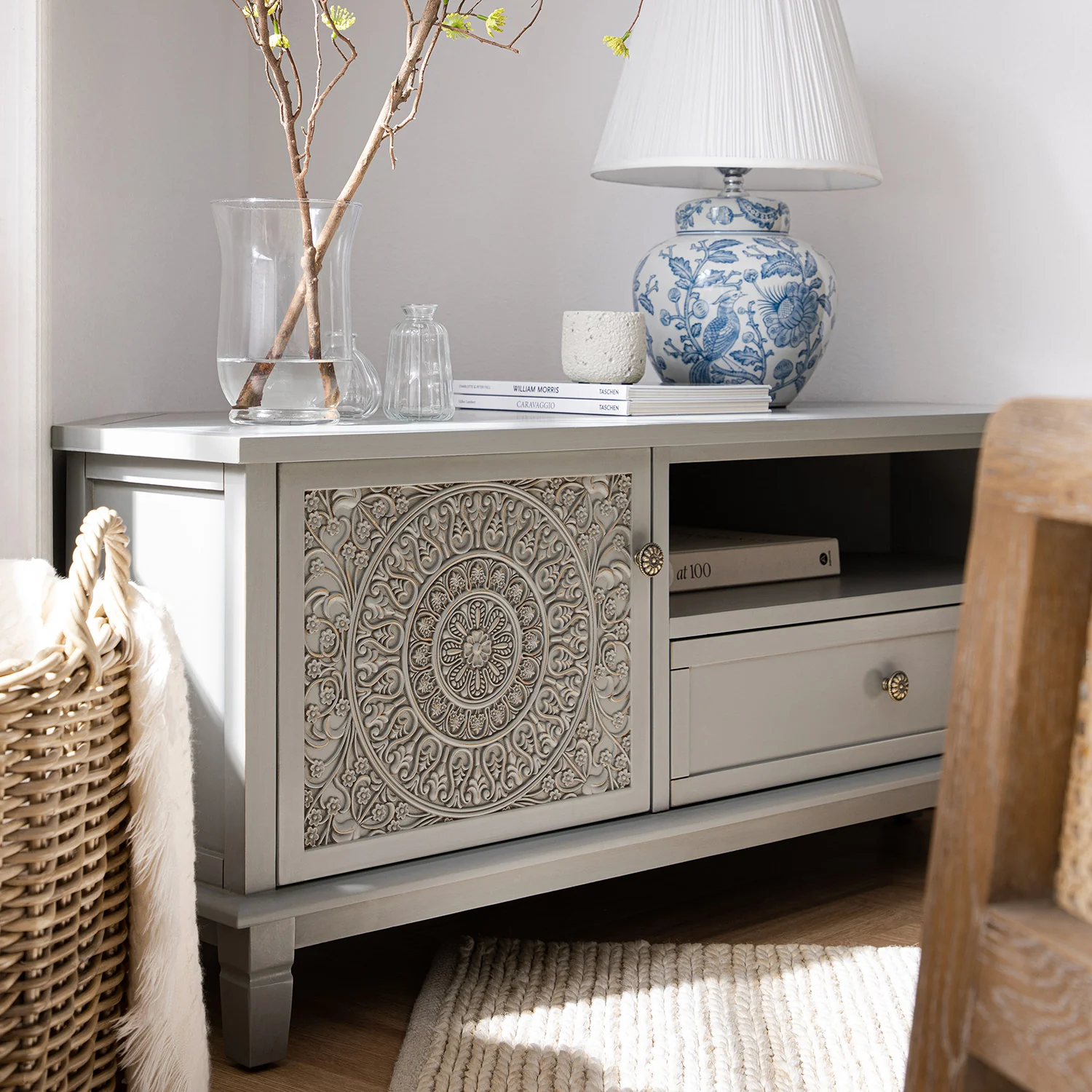 Chantilly Mid Grey Corner TV Unit - Image 6