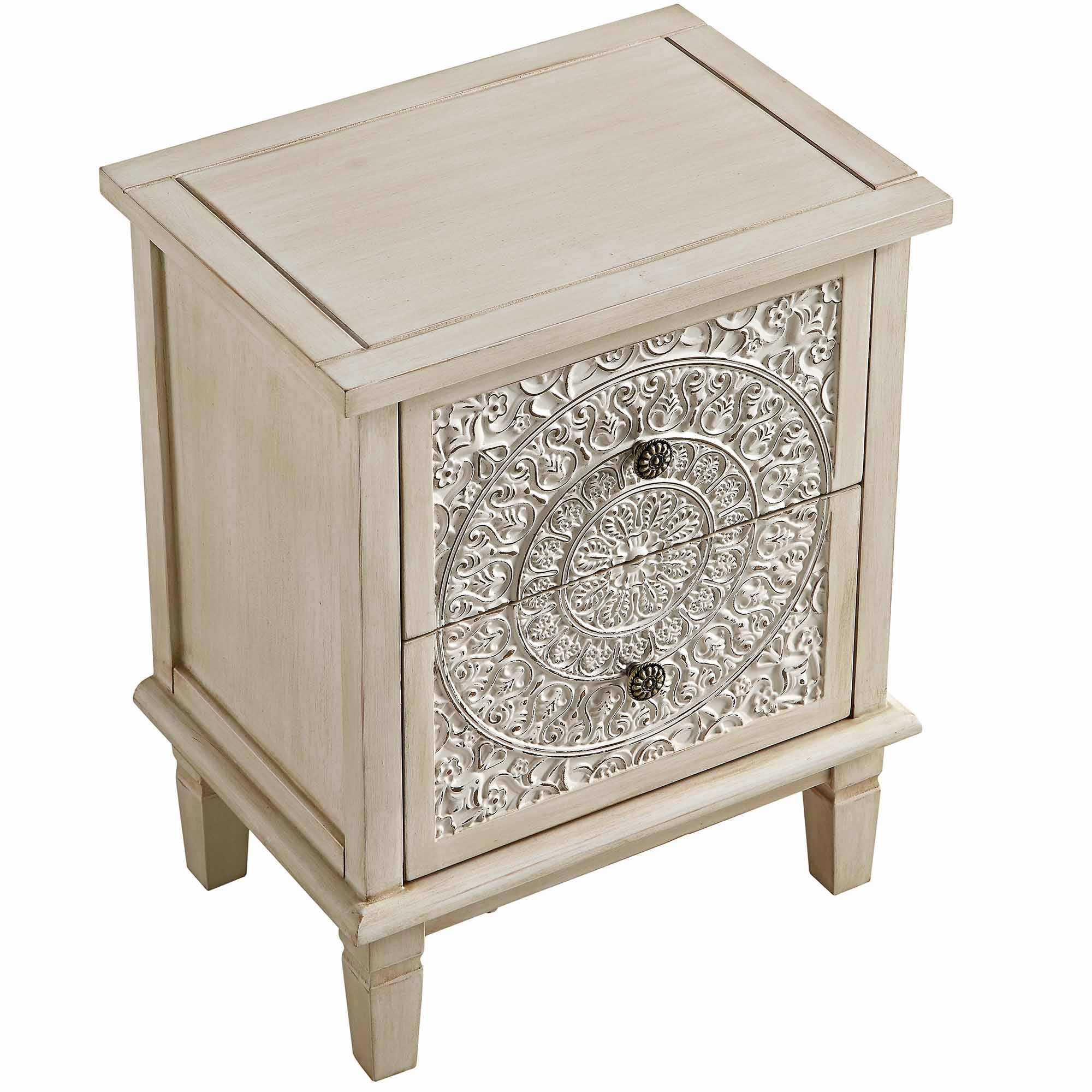 Chantilly Whitewashed Carved 2 Drawer Bedside Table - Image 9