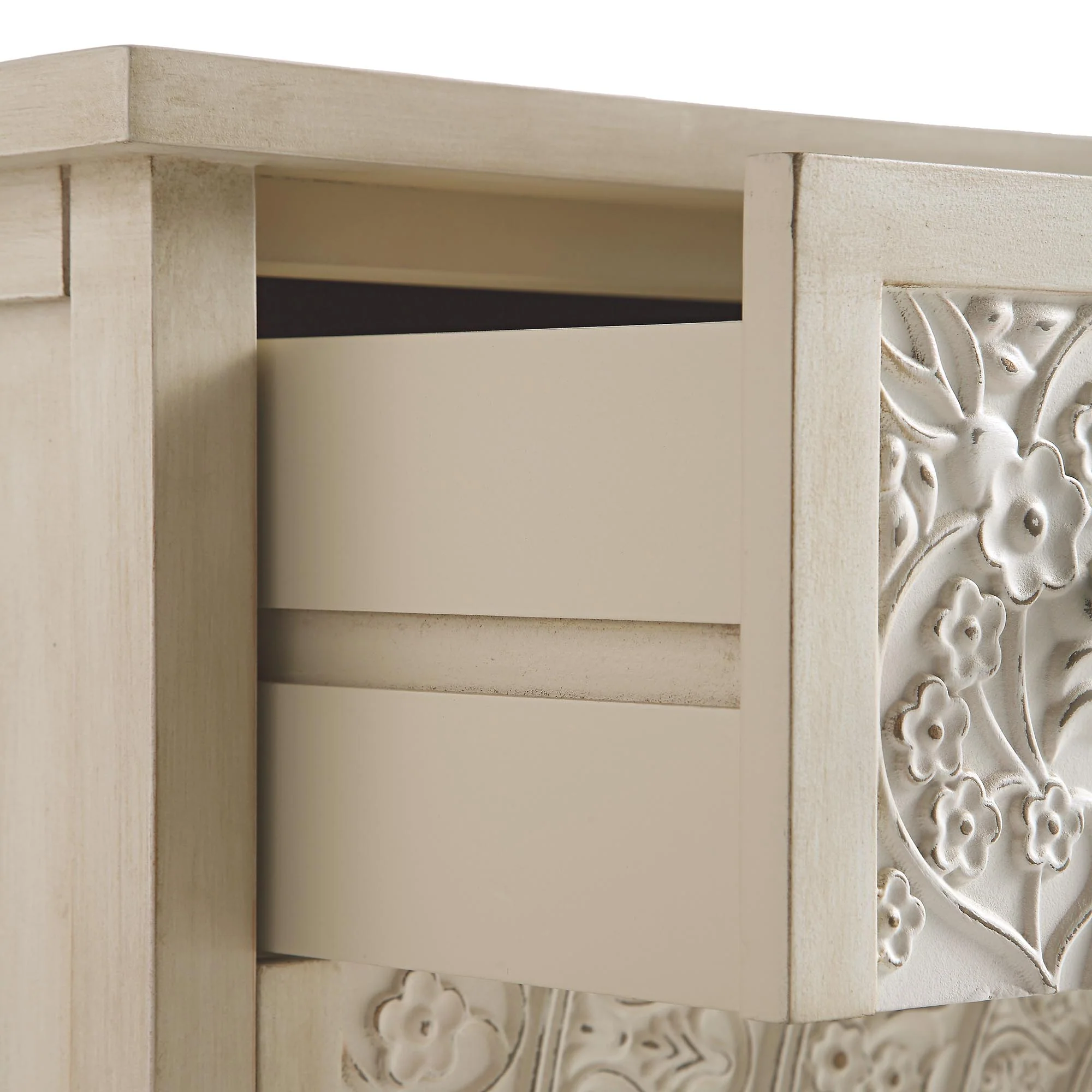 Chantilly Whitewashed Carved 3 Drawer Chest - Image 12