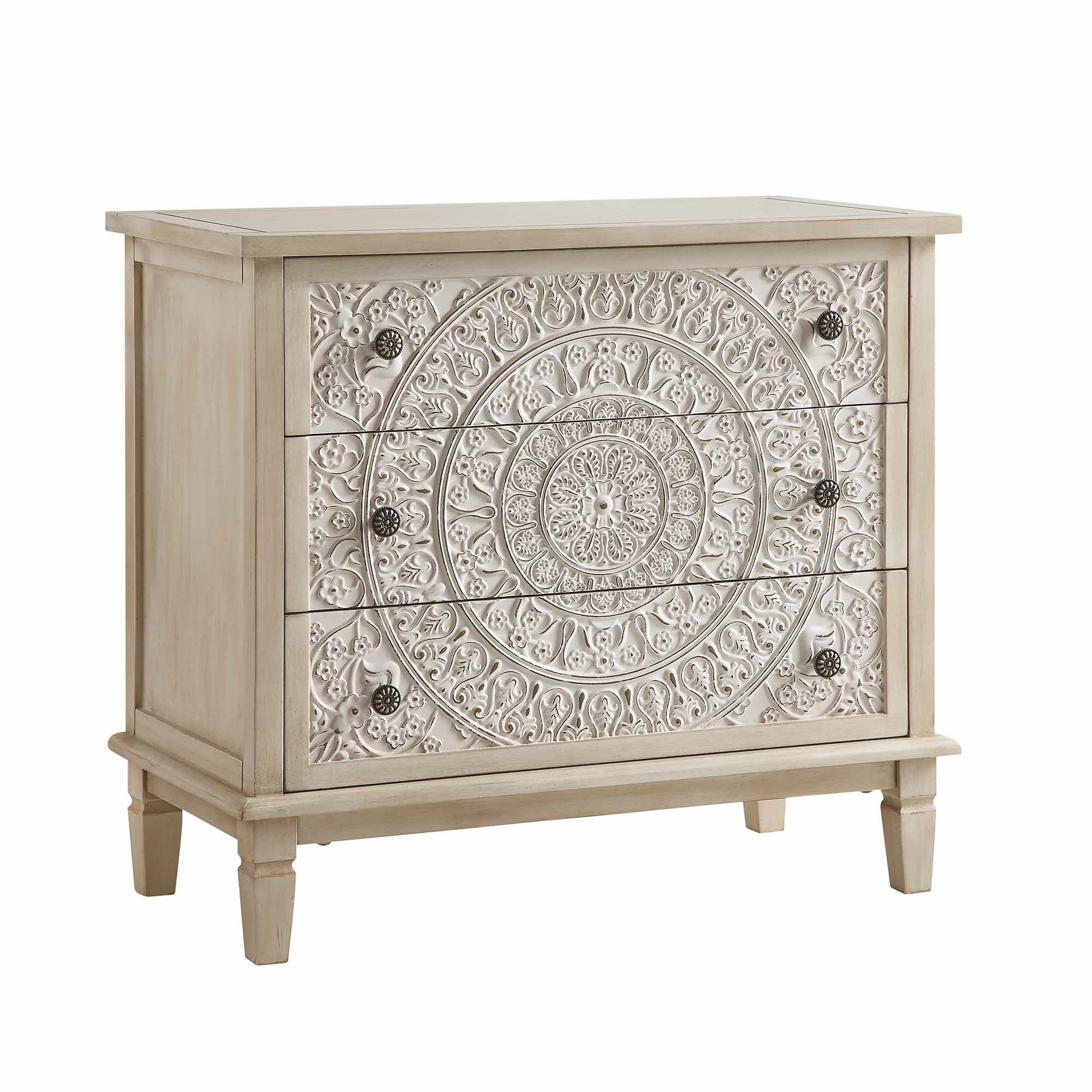 Chantilly Whitewashed Carved 3 Drawer Chest - Image 5