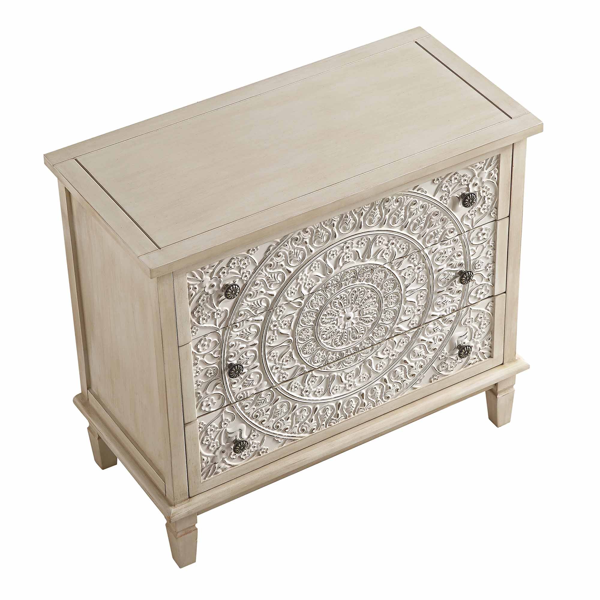 Chantilly Whitewashed Carved 3 Drawer Chest - Image 8