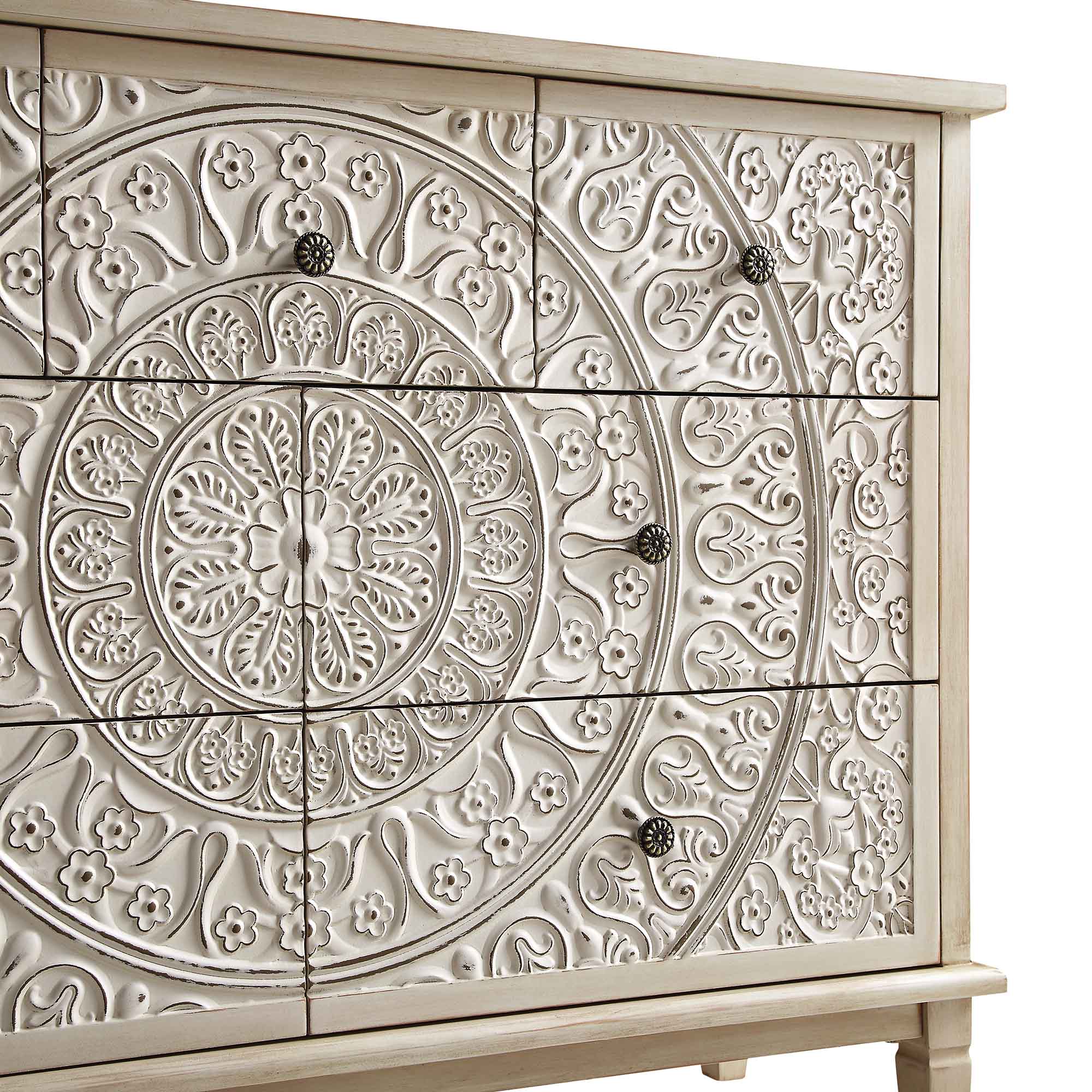 Chantilly Whitewashed Carved 3 over 4 Drawer Chest - Image 11