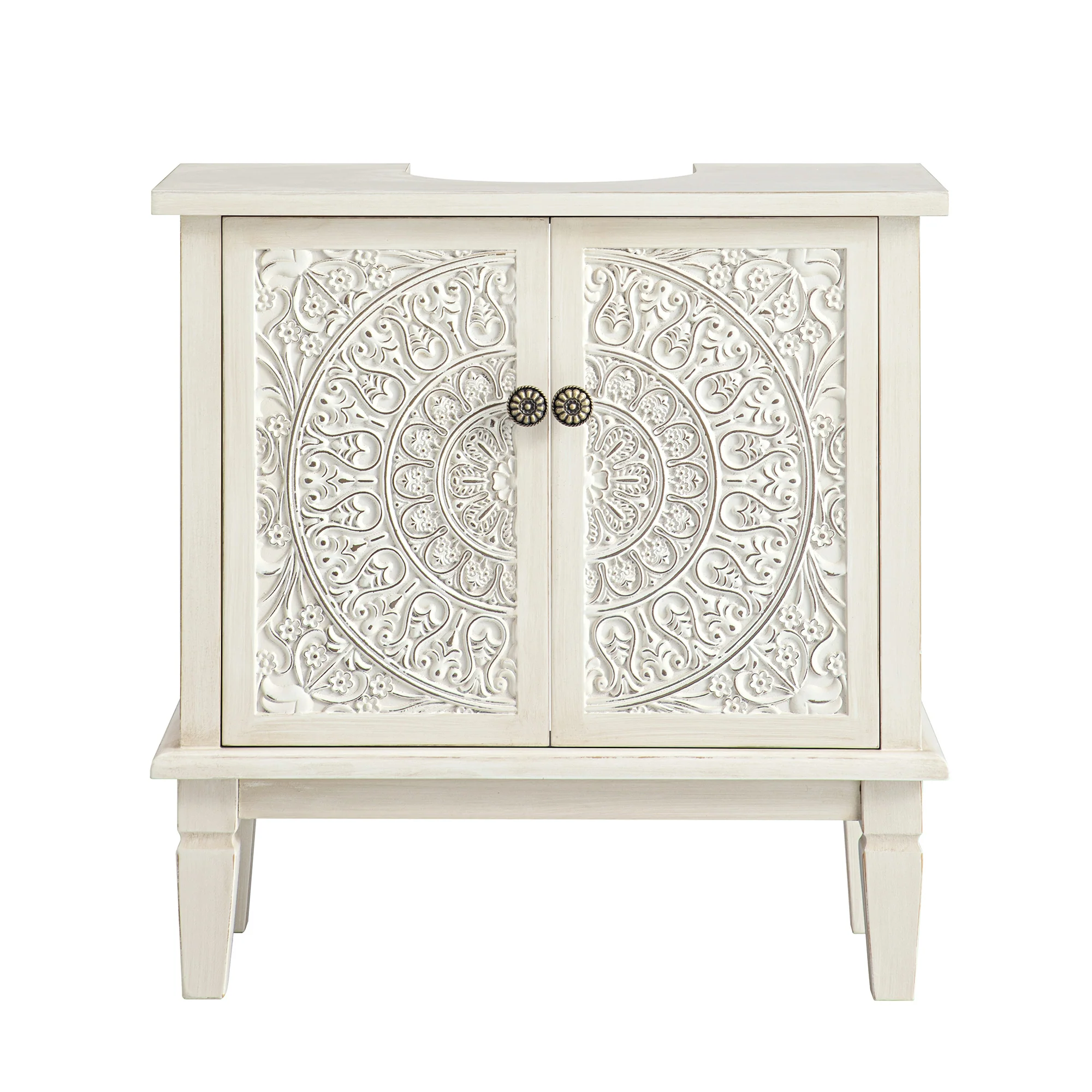 Chantilly Whitewashed Carved Bathroom Undersink Unit - Image 6