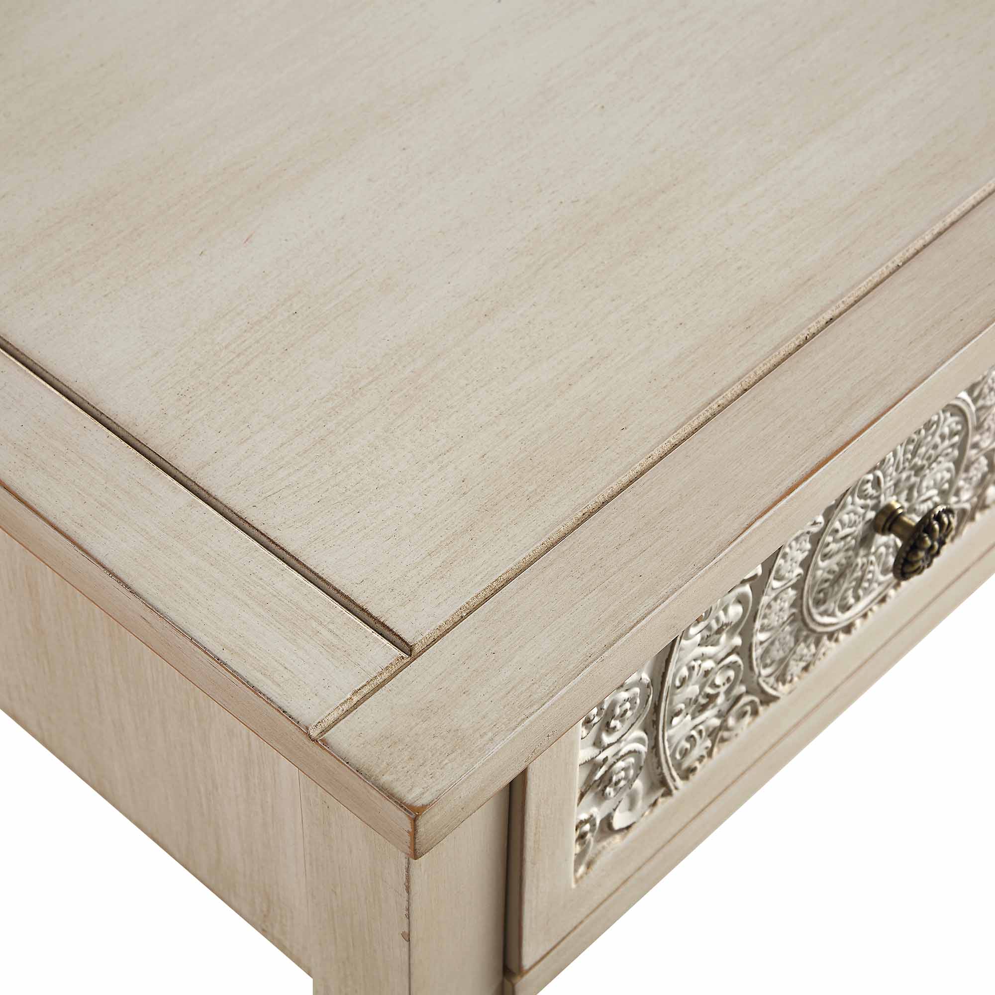 Chantilly Whitewashed Carved Console/ Dressing Table - Image 14