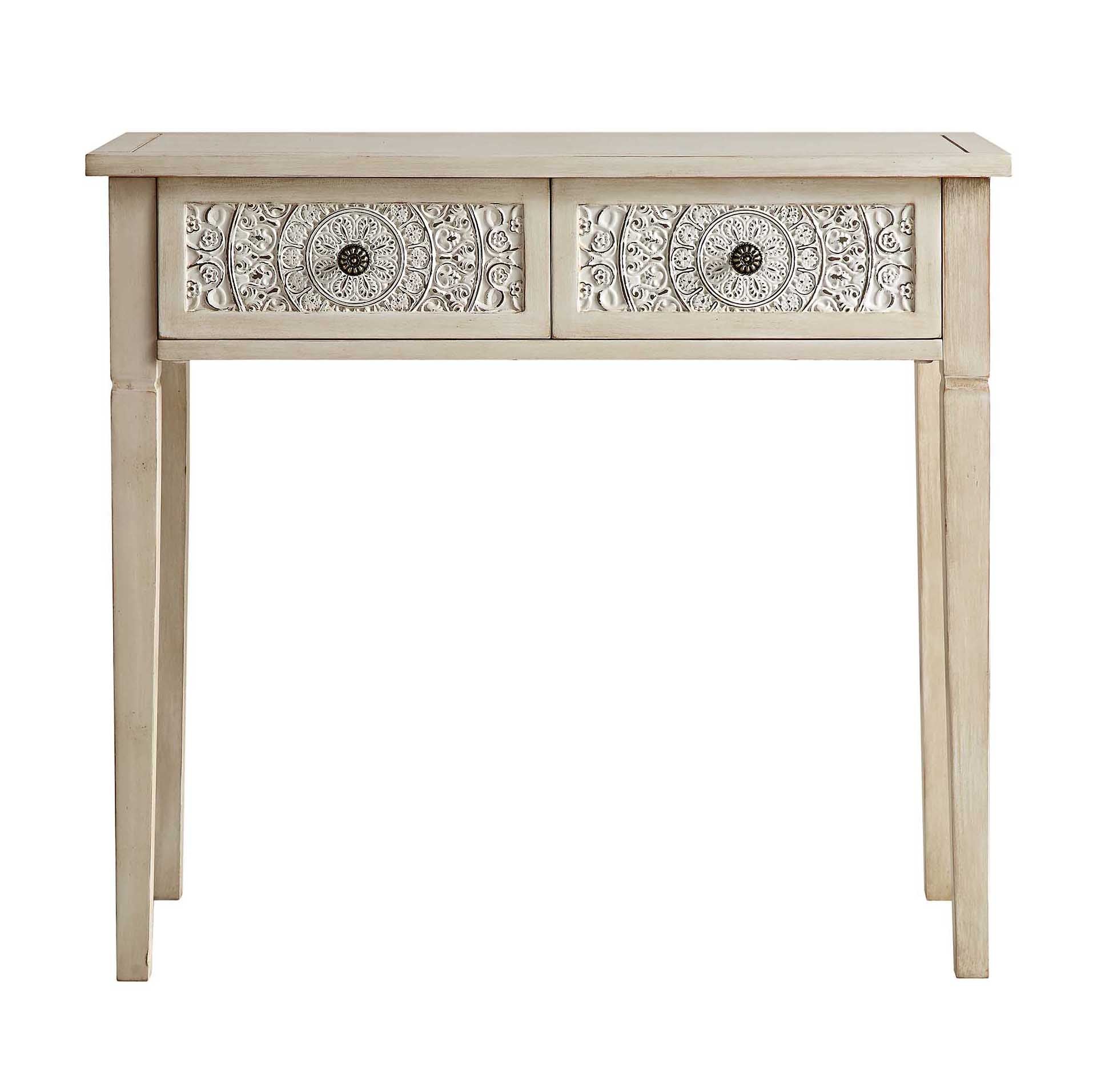 Chantilly Whitewashed Carved Console/ Dressing Table - Image 3