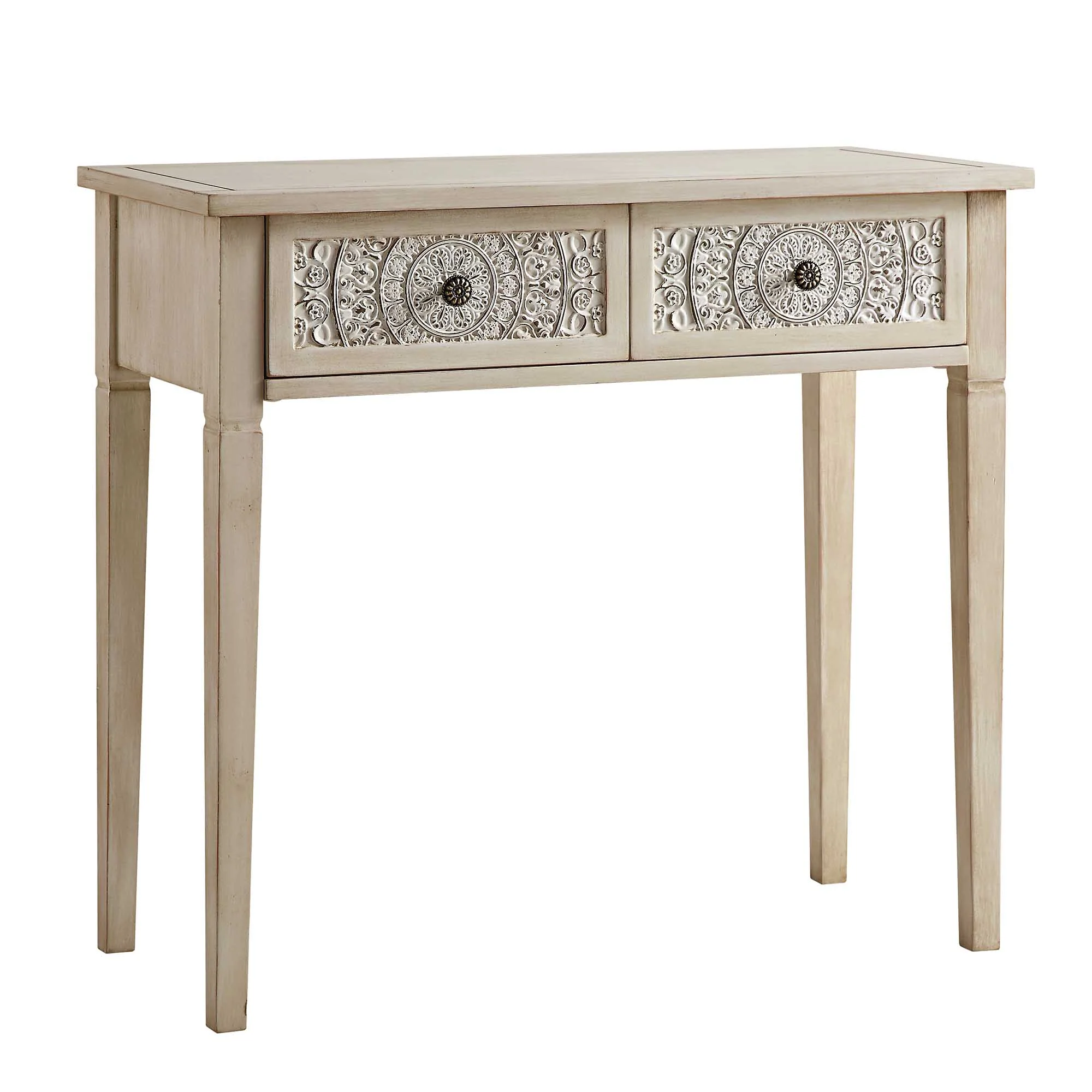 Chantilly Whitewashed Carved Console/ Dressing Table - Image 4