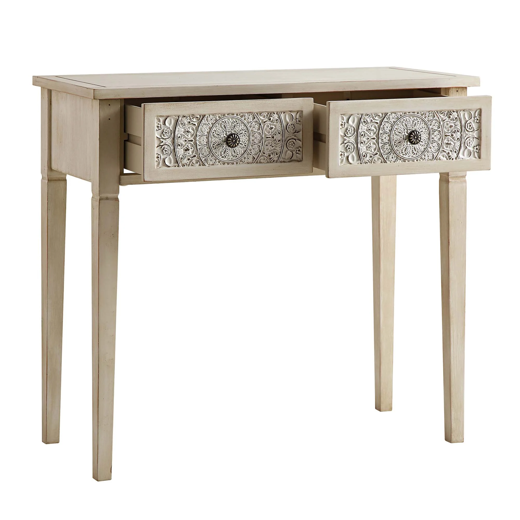 Chantilly Whitewashed Carved Console/ Dressing Table - Image 6