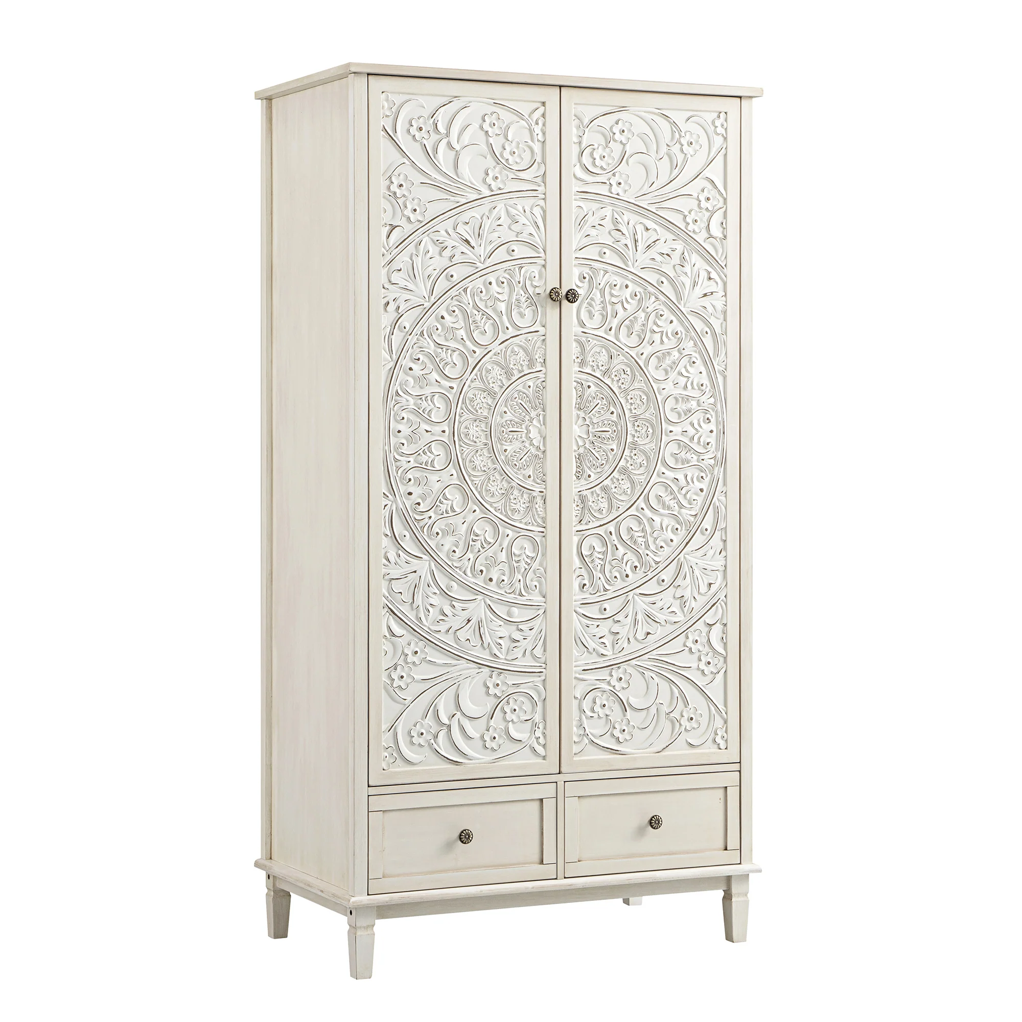 Chantilly Whitewashed Carved Double Wardrobe - Image 8