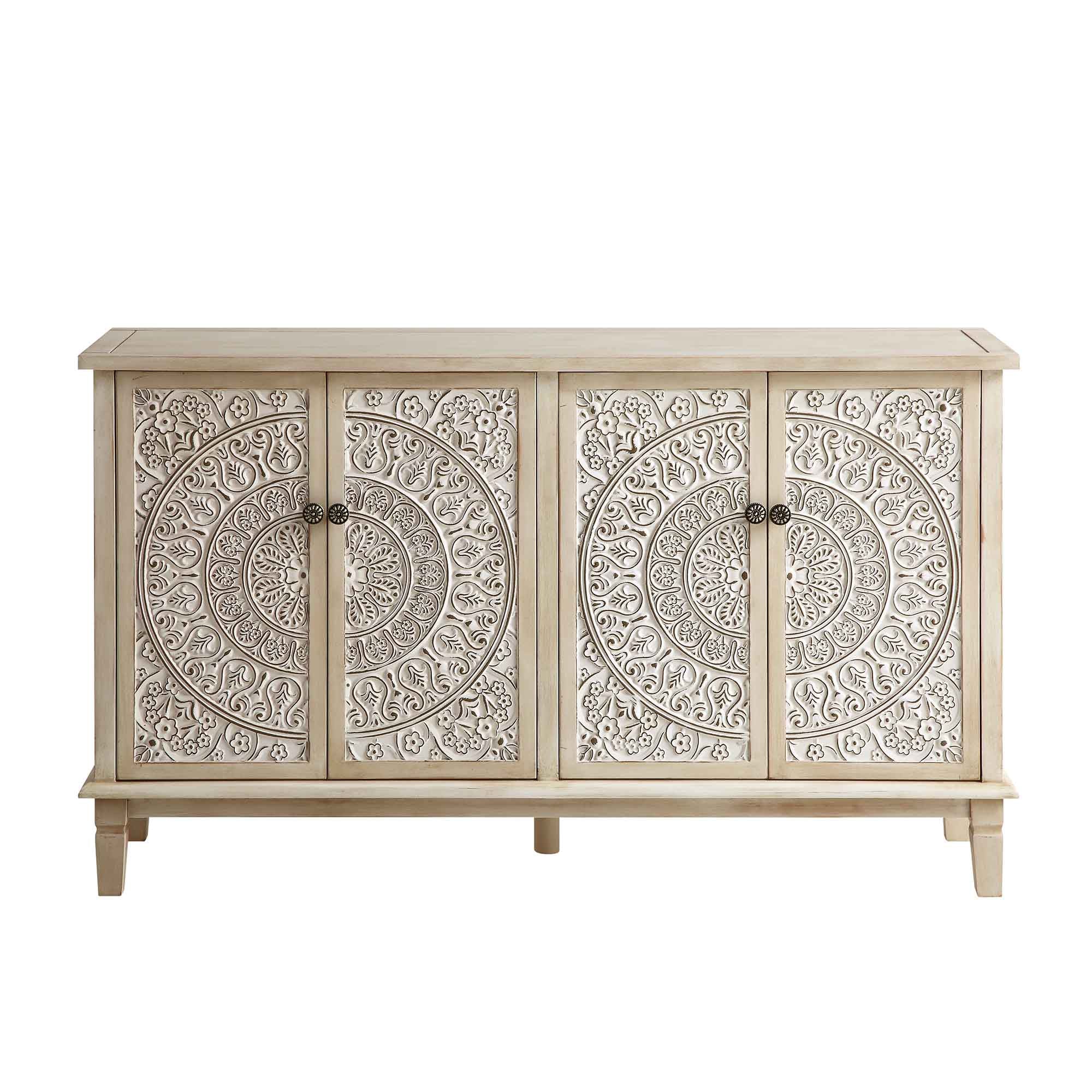 Chantilly Whitewashed Carved Large Sideboard - Image 4