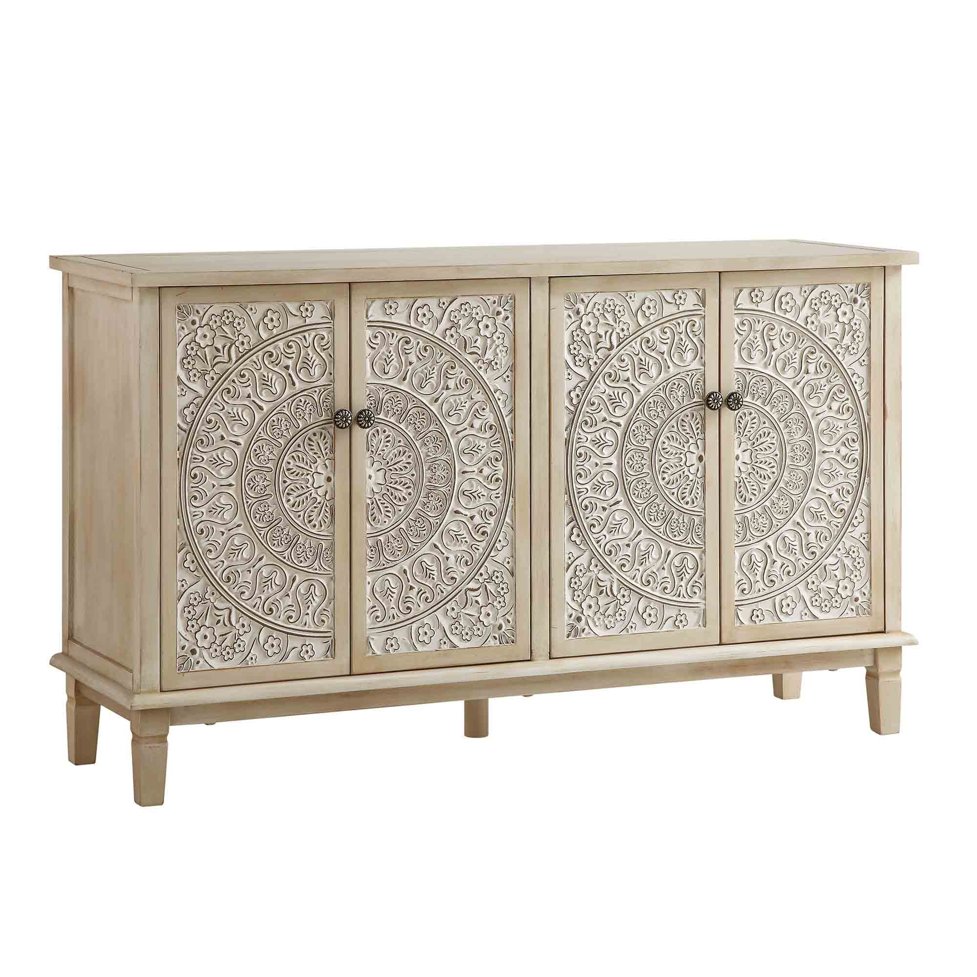 Chantilly Whitewashed Carved Large Sideboard - Image 5