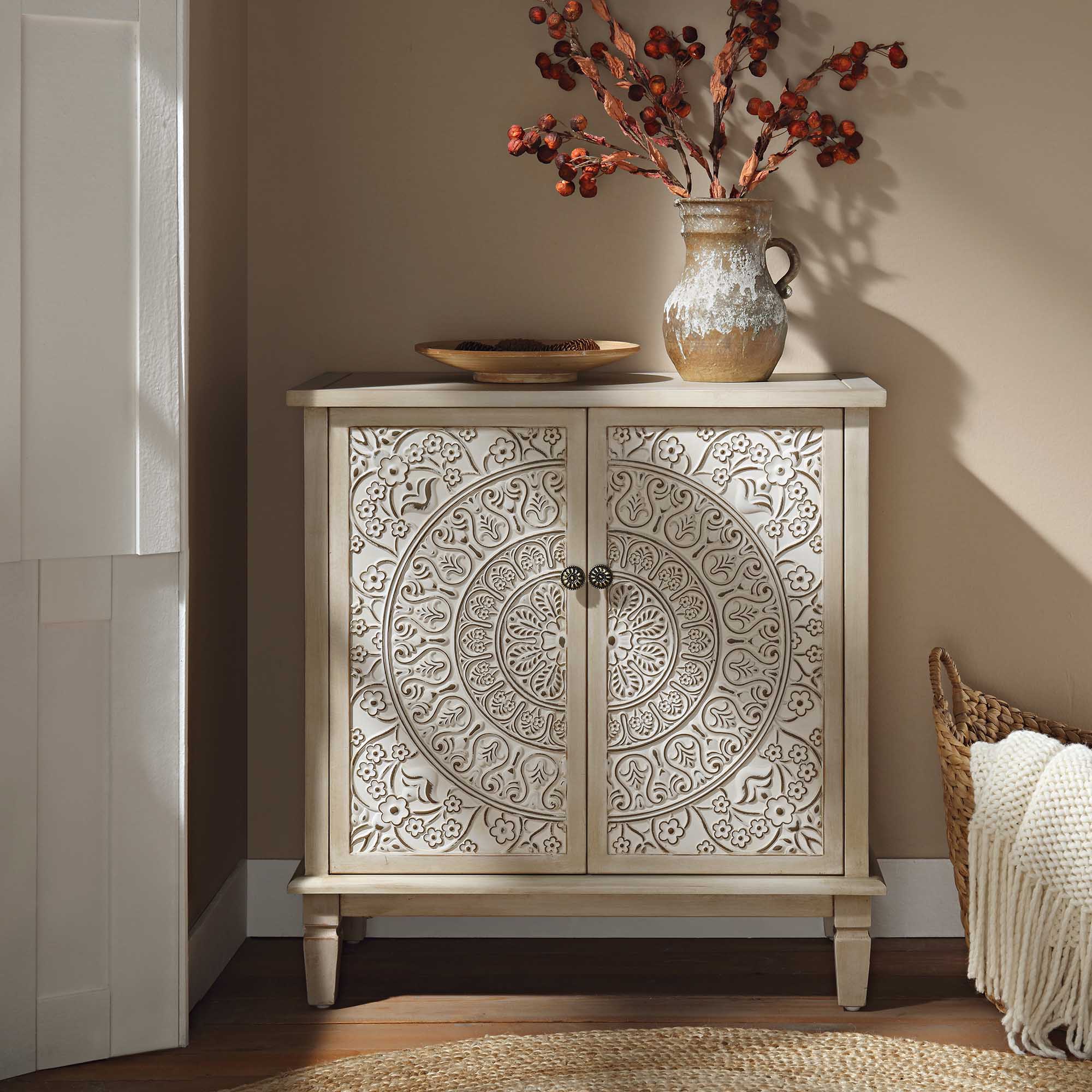 Chantilly Whitewashed Carved Small Sideboard - Image 2
