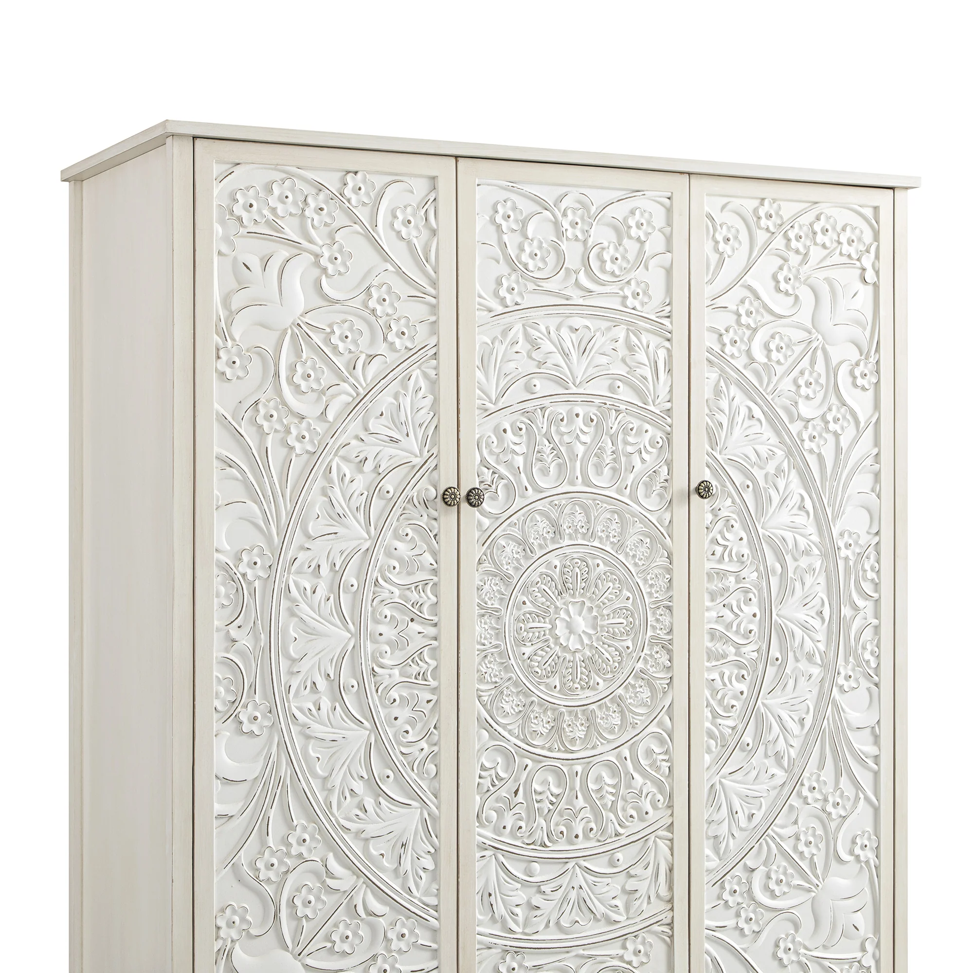 Chantilly Whitewashed Carved Triple Wardrobe - Image 14