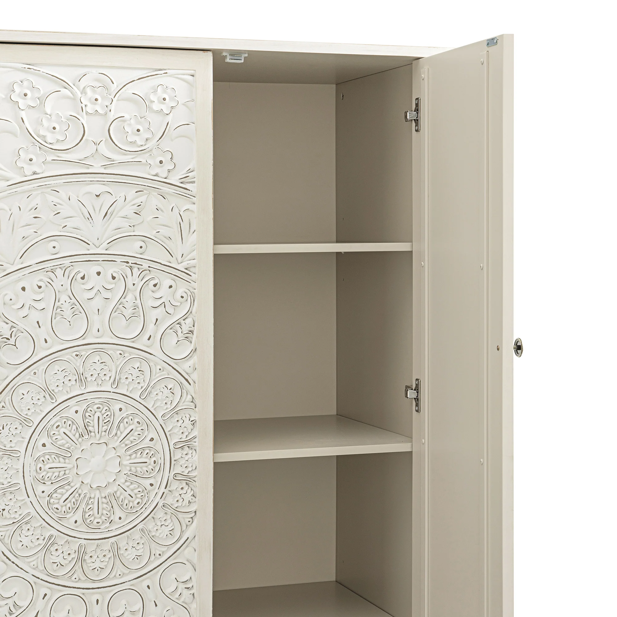Chantilly Whitewashed Carved Triple Wardrobe - Image 15