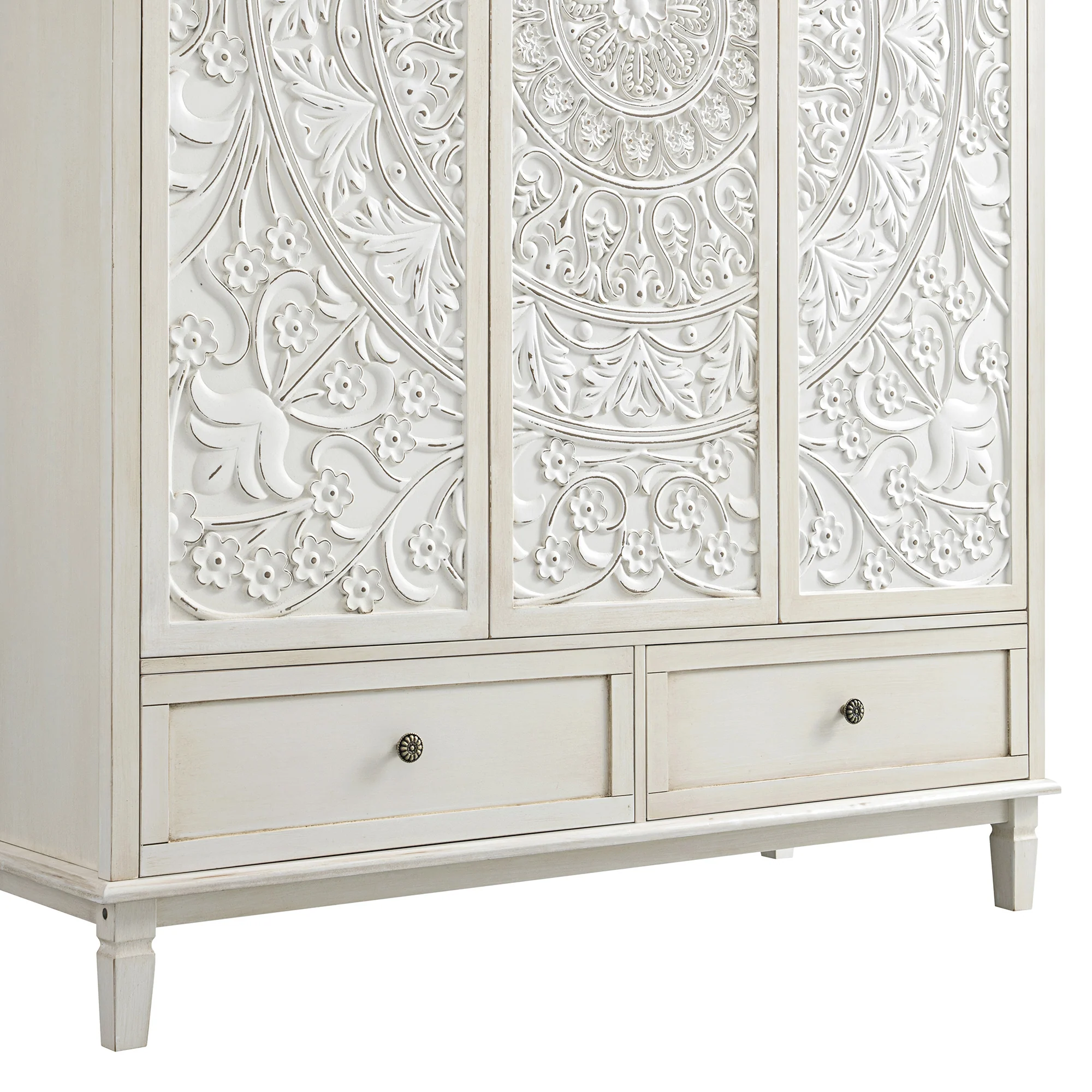 Chantilly Whitewashed Carved Triple Wardrobe - Image 18