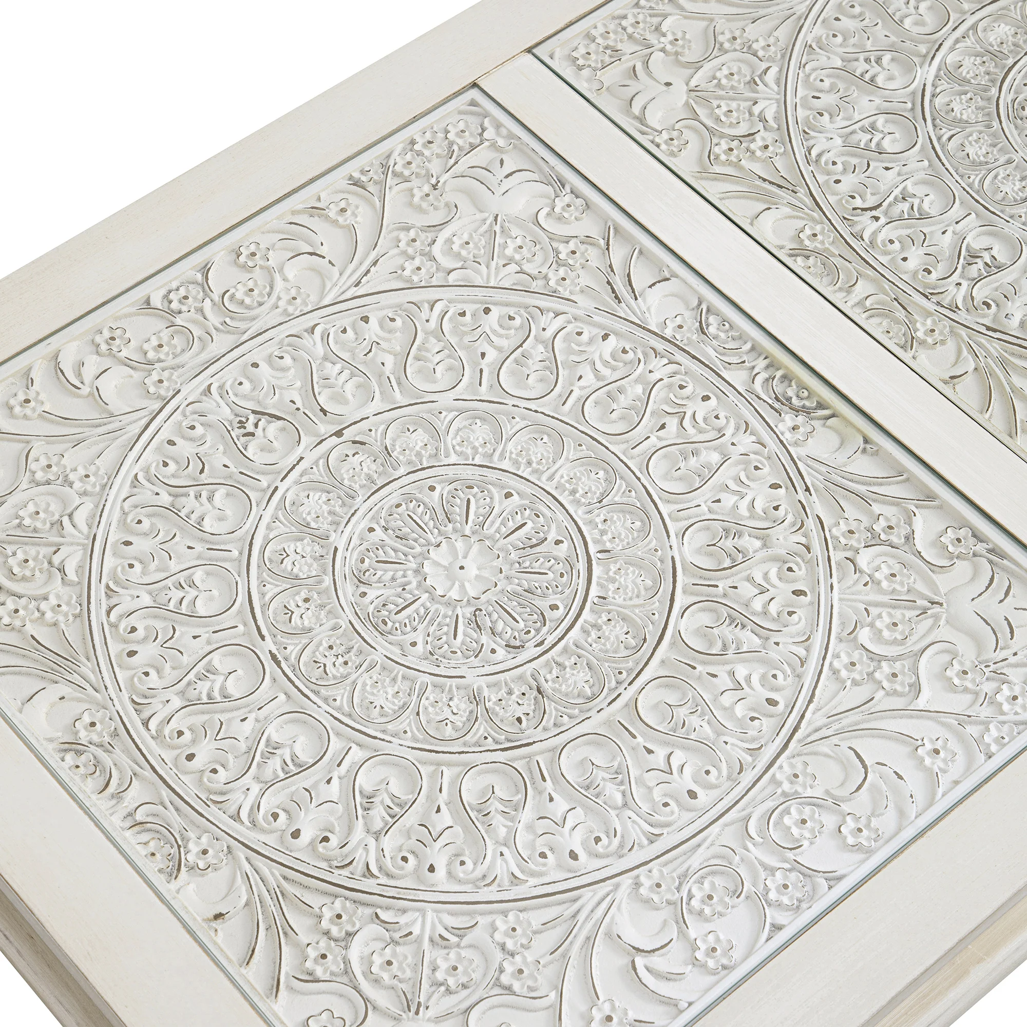 Chantilly Whitewashed Coffee Table with Drawers - Image 15