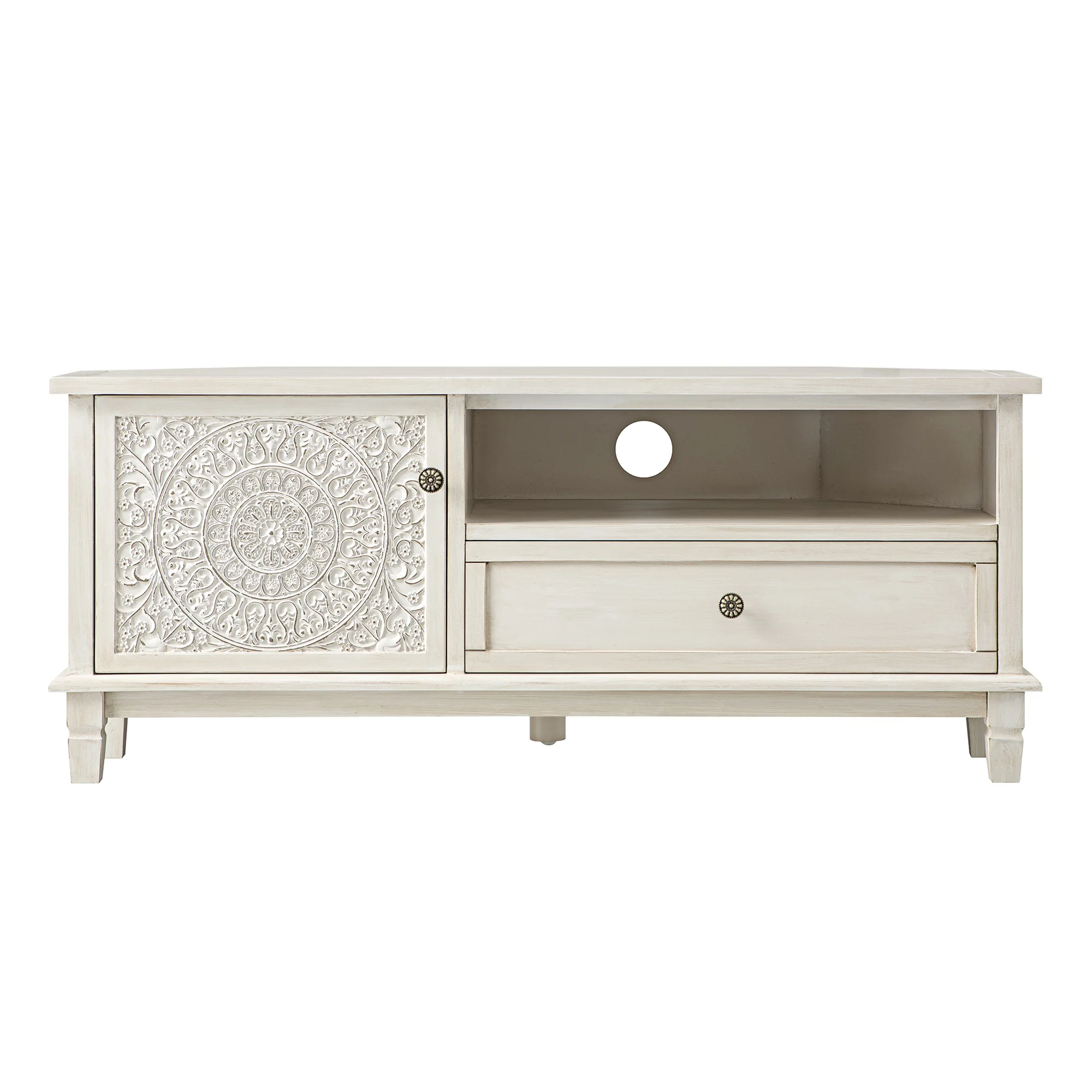 Chantilly Whitewashed Corner TV Unit - Image 9