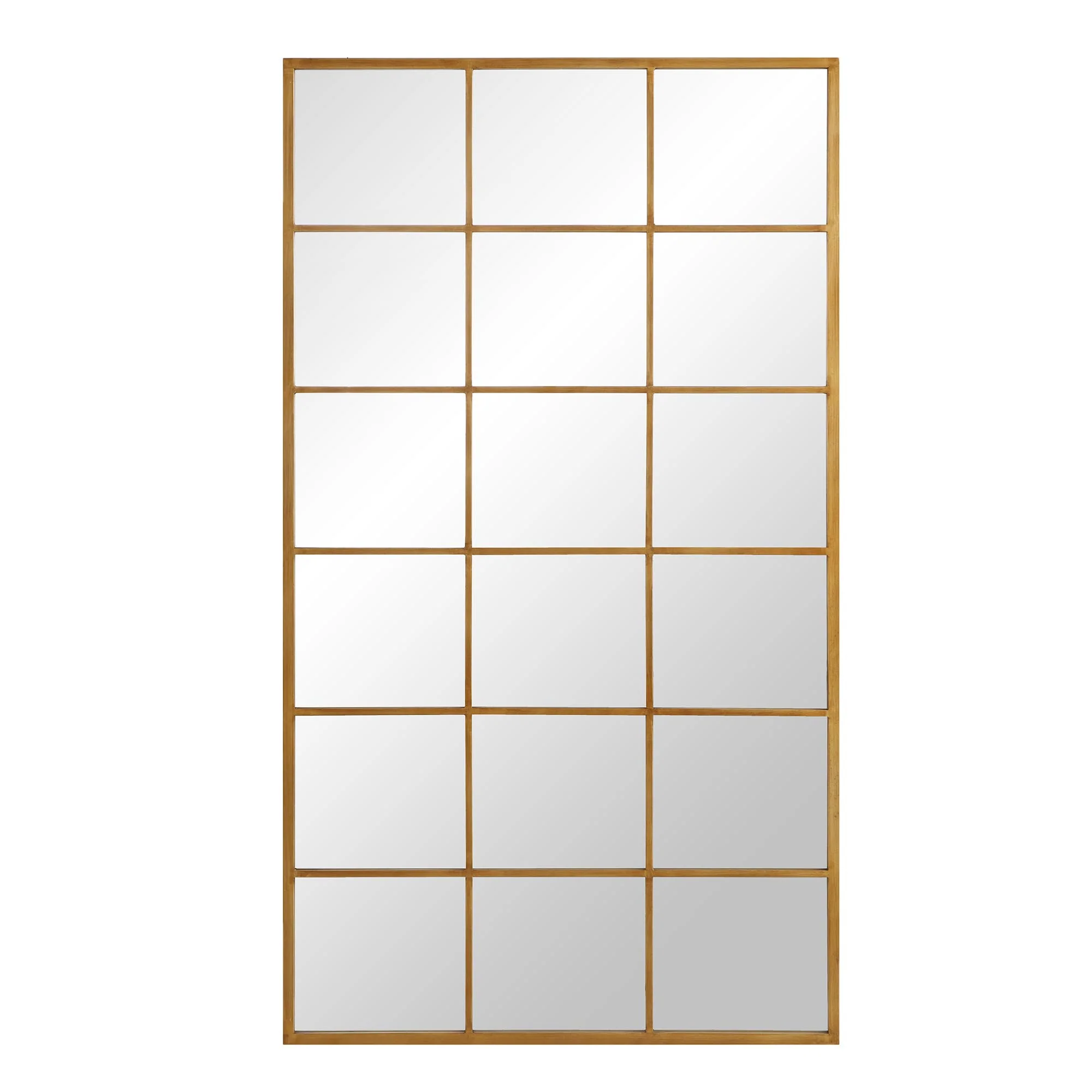 Chardwell Full Length Industrial Metal Window Mirror 180 x 100 cm, Antique Gold Effect - Image 3