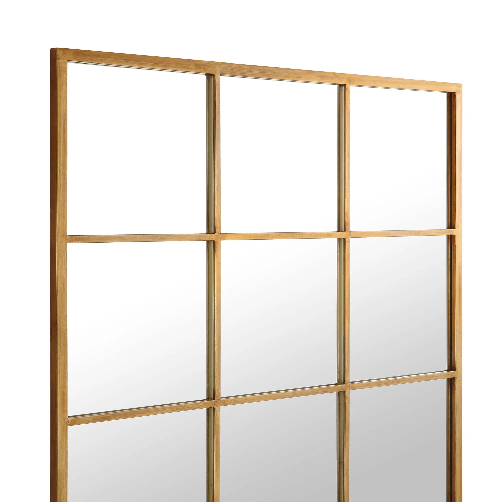 Chardwell Full Length Industrial Metal Window Mirror 180 x 100 cm, Antique Gold Effect - Image 6
