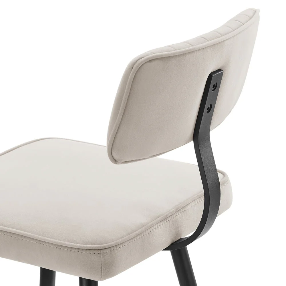 Charlecote Set of 2 Champagne Colour Velvet Upholstered Bar Stools - Image 9