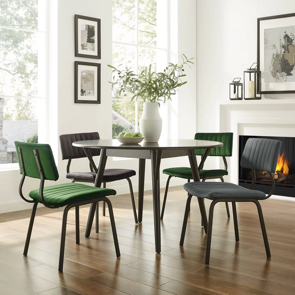 Charlecote Set of 2 Fluted Dining Chairs (Dark Brown PU) - Image 3