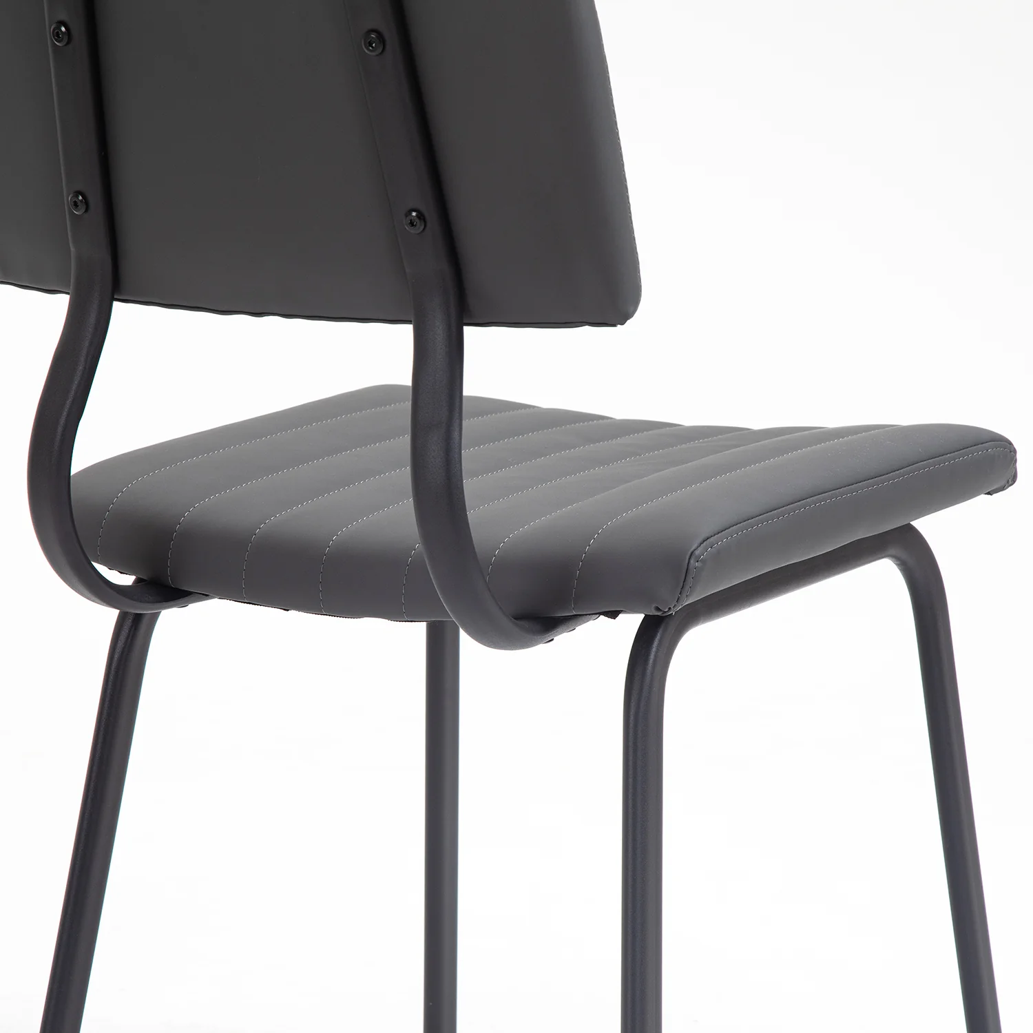 Charlecote Set of 2 Fluted Dining Chairs (Dark Grey PU) - Image 12