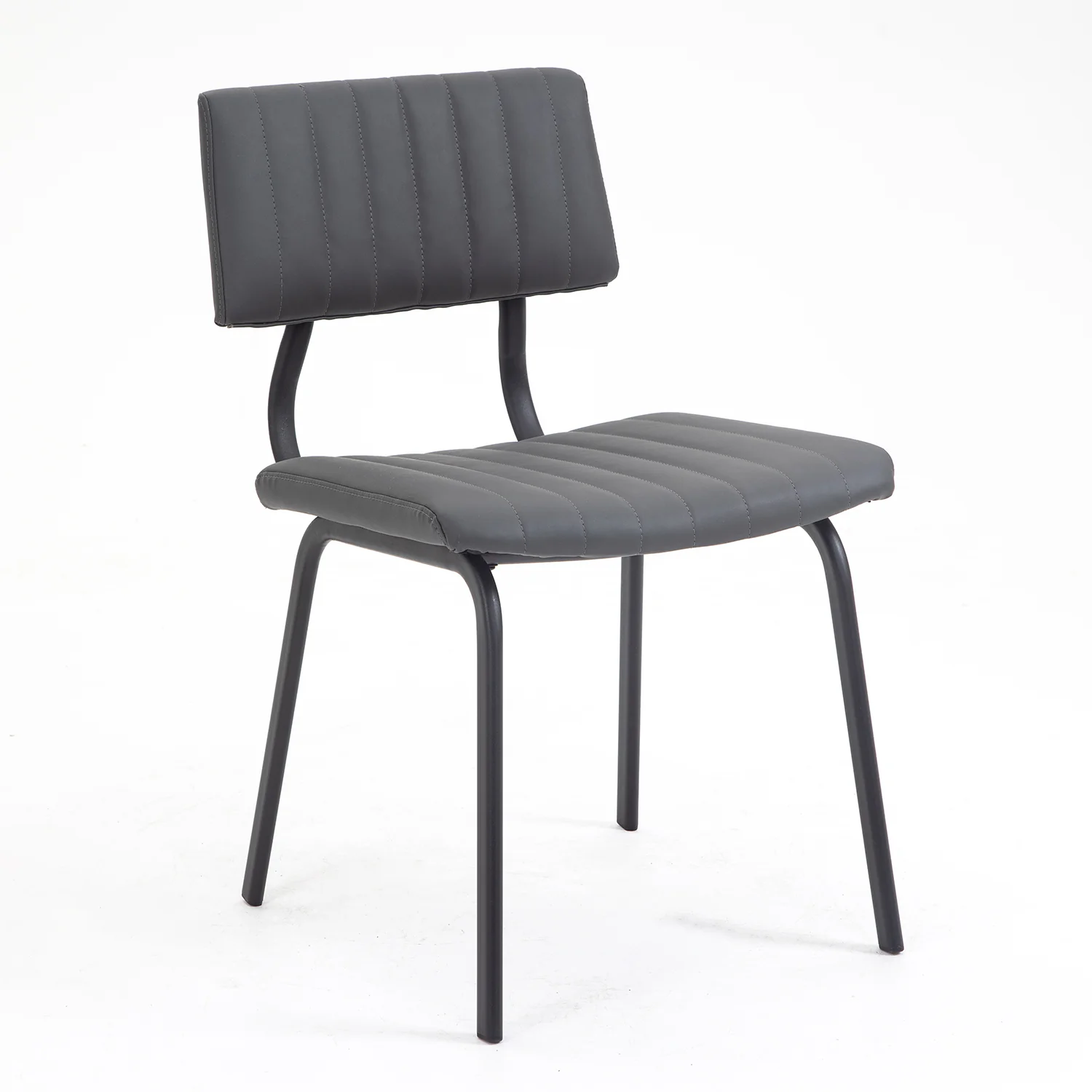 Charlecote Set of 2 Fluted Dining Chairs (Dark Grey PU) - Image 4