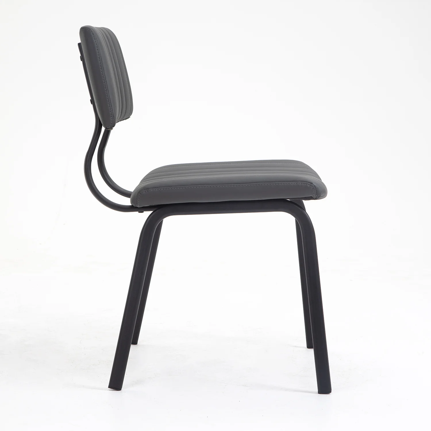 Charlecote Set of 2 Fluted Dining Chairs (Dark Grey PU) - Image 7