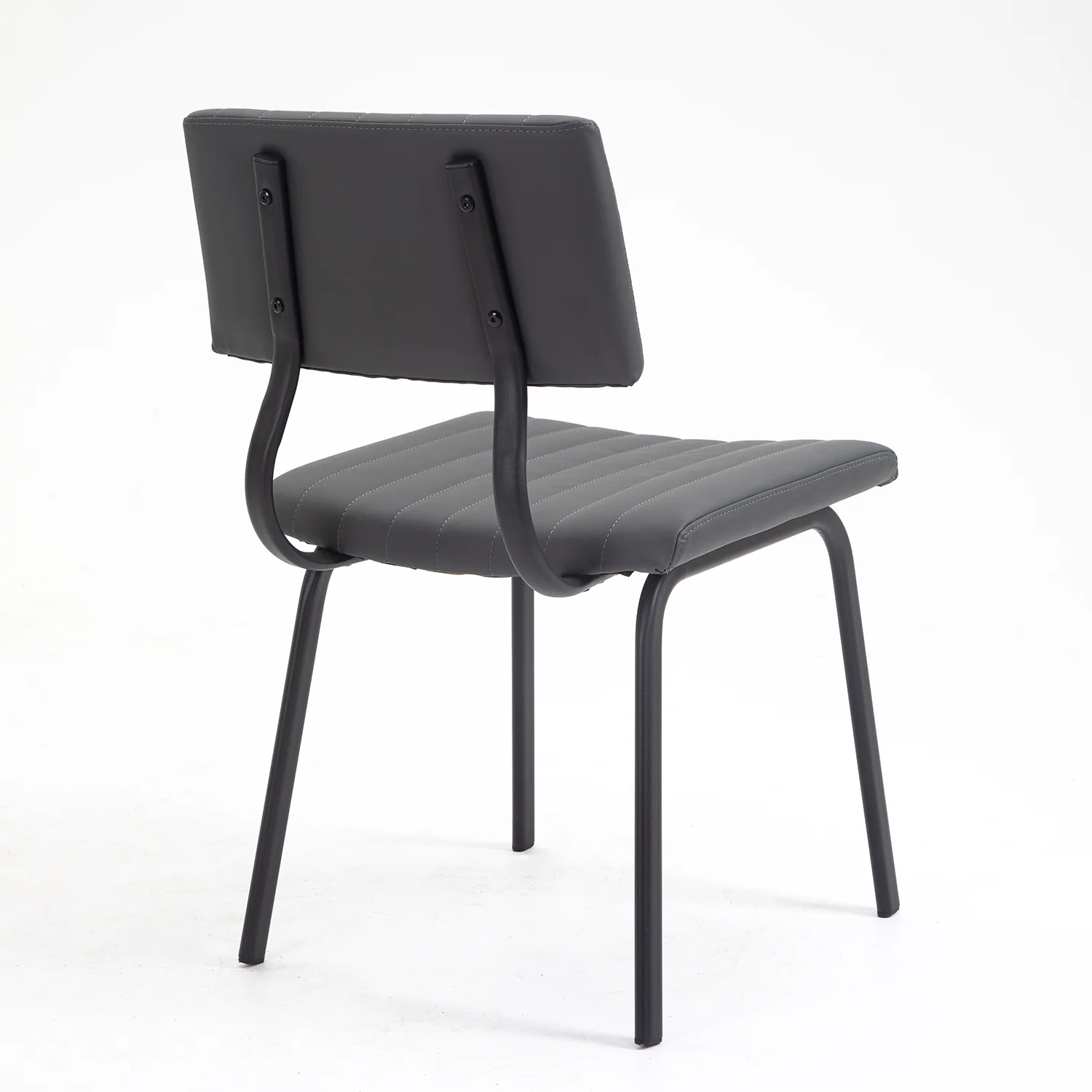 Charlecote Set of 2 Fluted Dining Chairs (Dark Grey PU) - Image 9