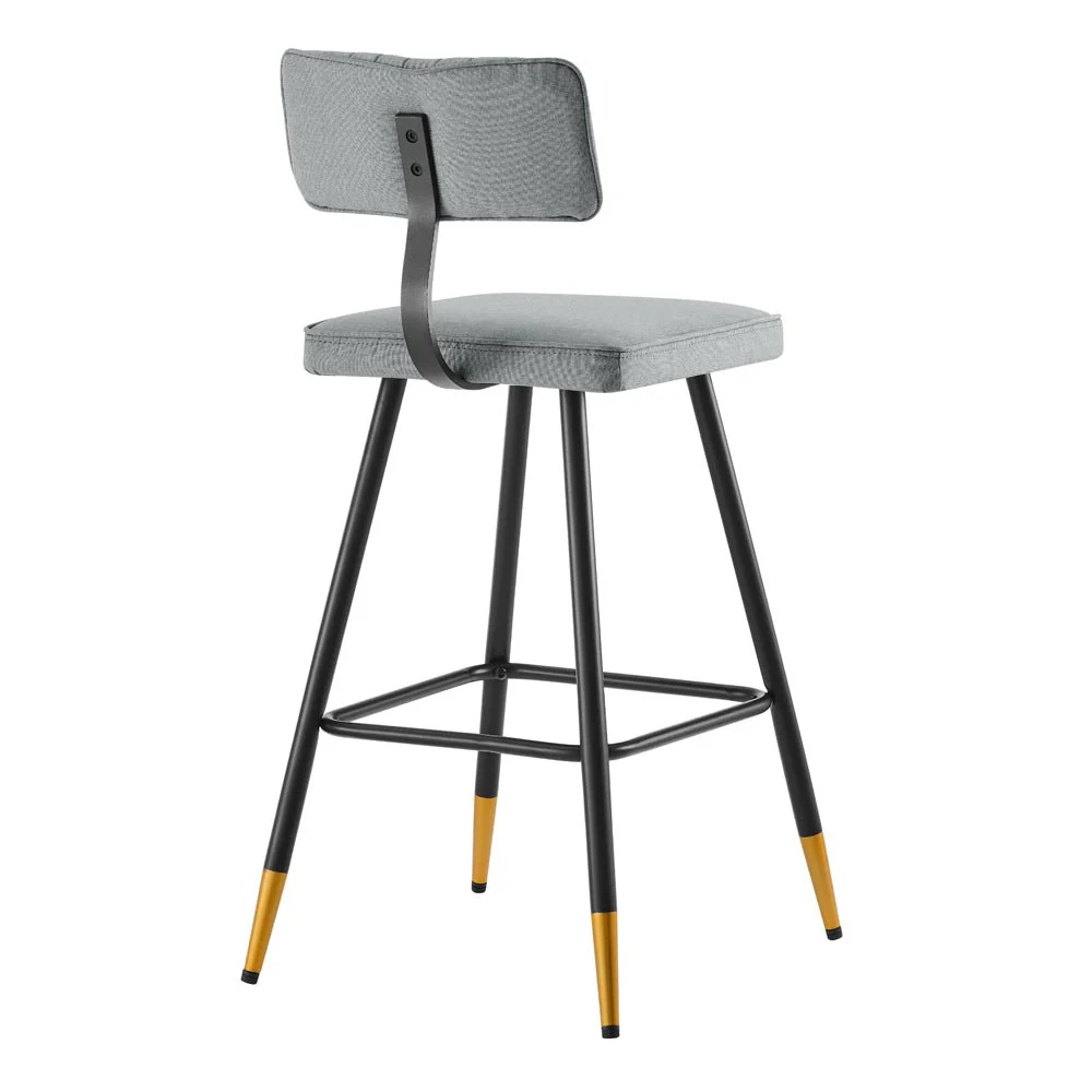Charlecote Set of 2 Light Grey Fabric Upholstered Bar Stools - Image 6