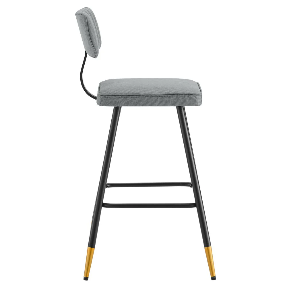 Charlecote Set of 2 Light Grey Fabric Upholstered Bar Stools - Image 7
