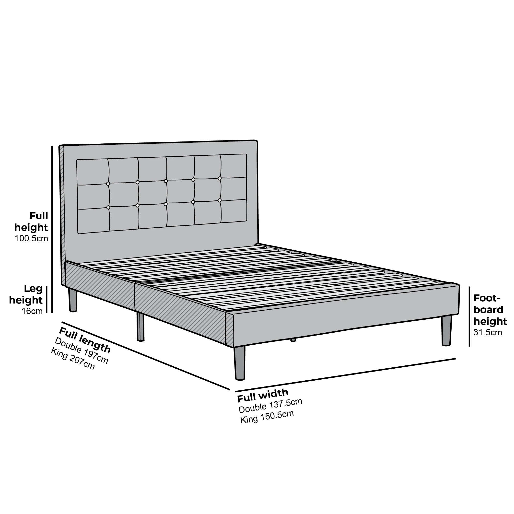 Chastleton Upholstered Bed with Diamante Headboard (Grey Velvet) - Image 5