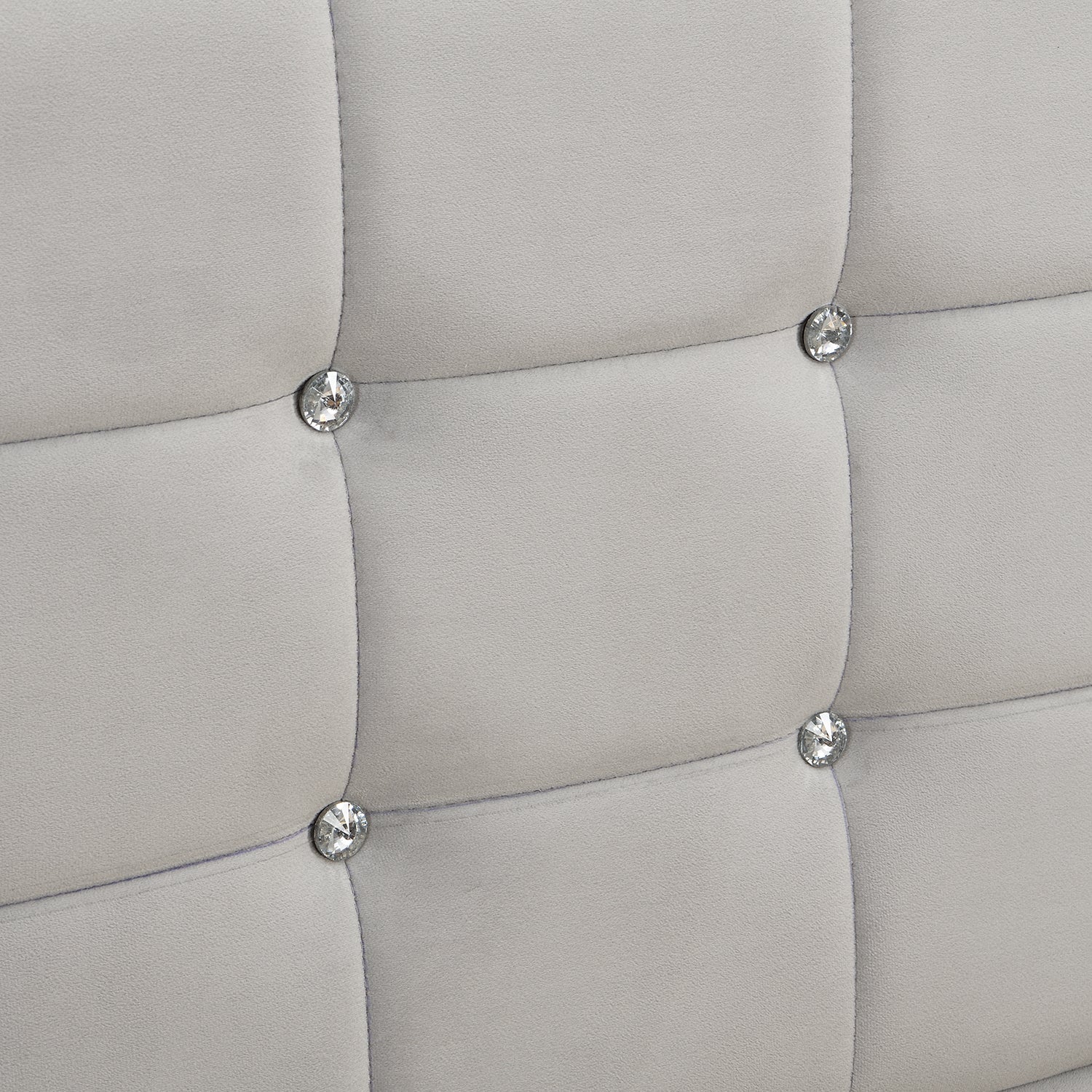Chastleton Upholstered Bed with Diamante Headboard (Grey Velvet) - Image 9