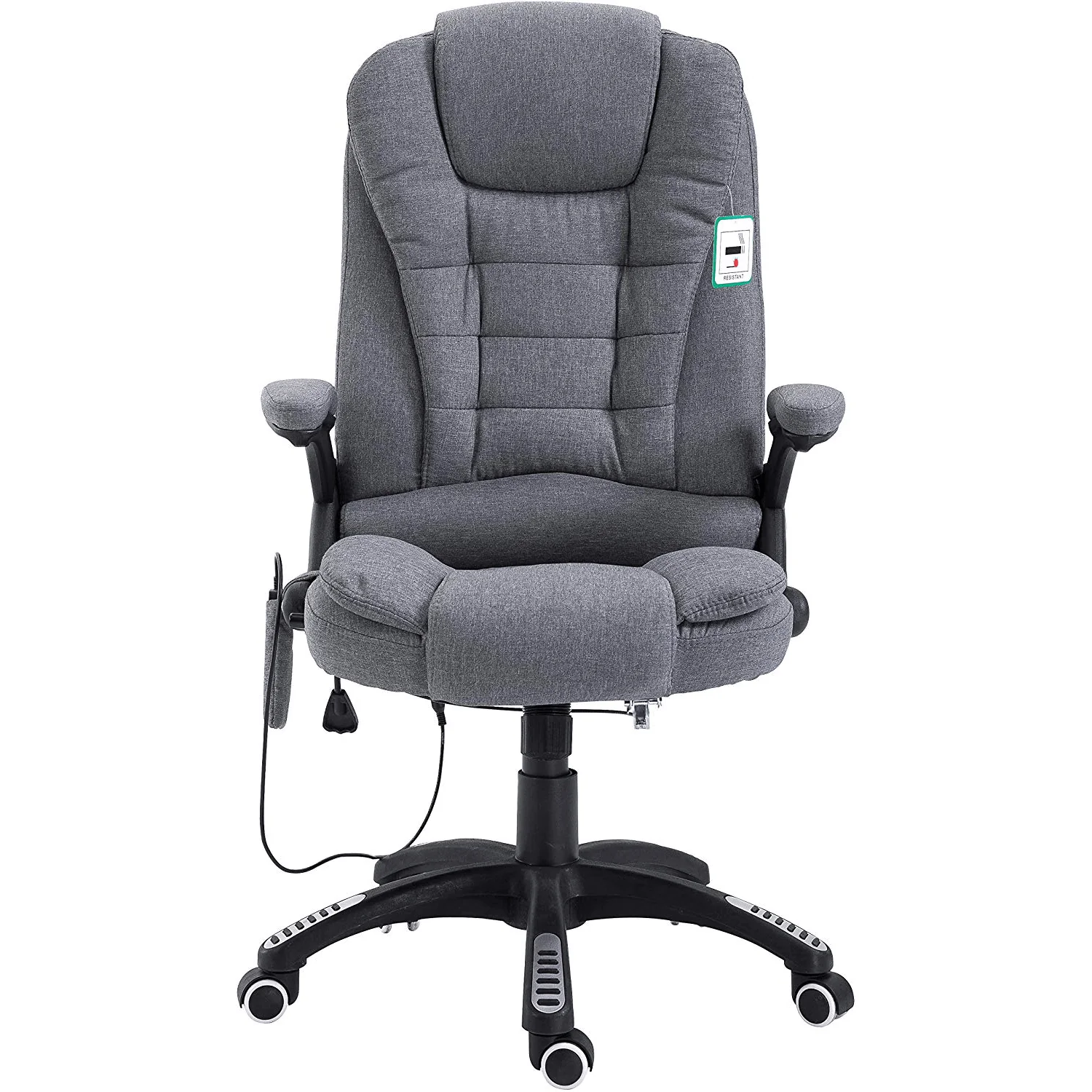 Executive Recline Padded Swivel Office Chair with Vibrating Massage Function, MM17 Grey Fabric - Image 2