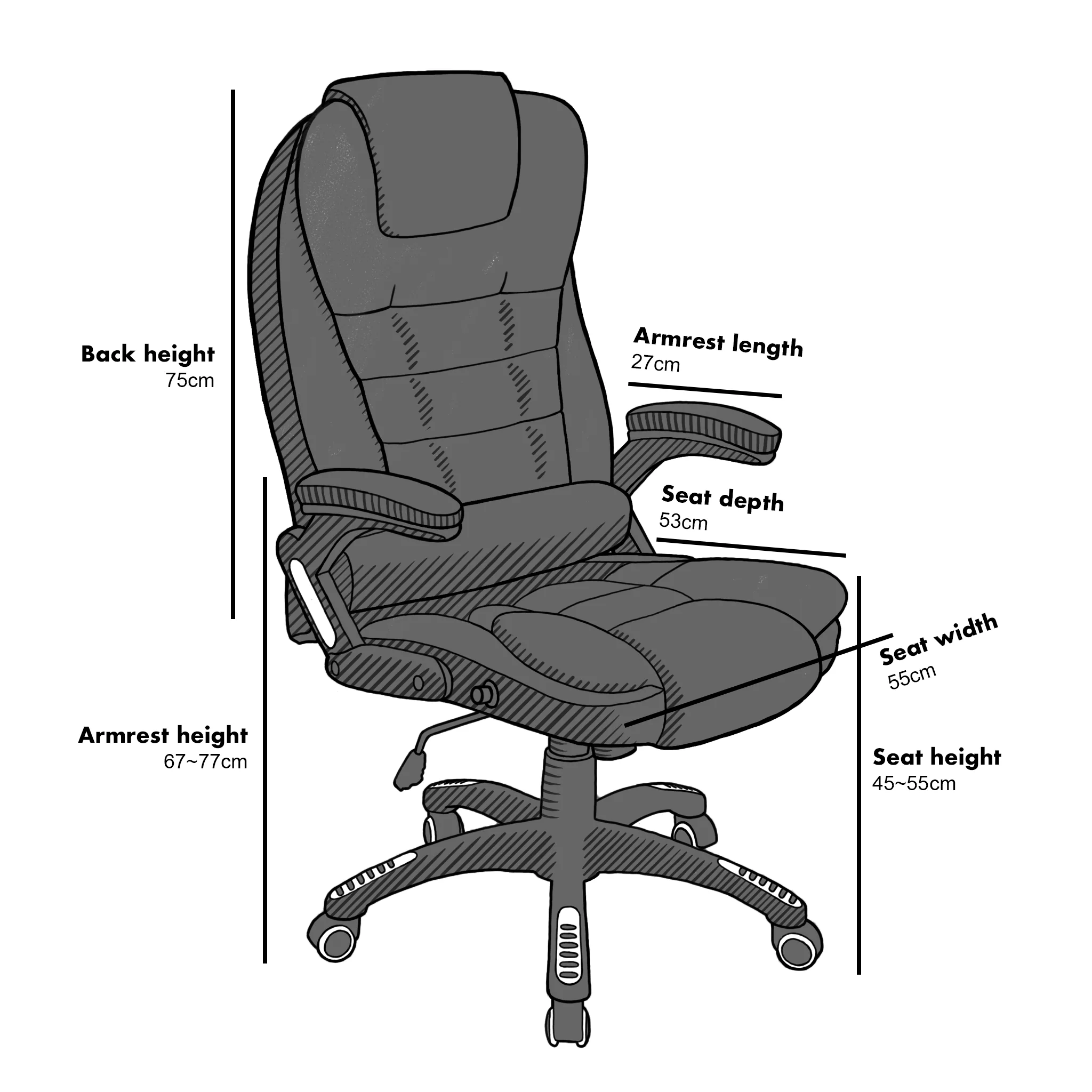 Executive Recline High Back Extra Padded Office Chair, MO17 Cream - Image 3