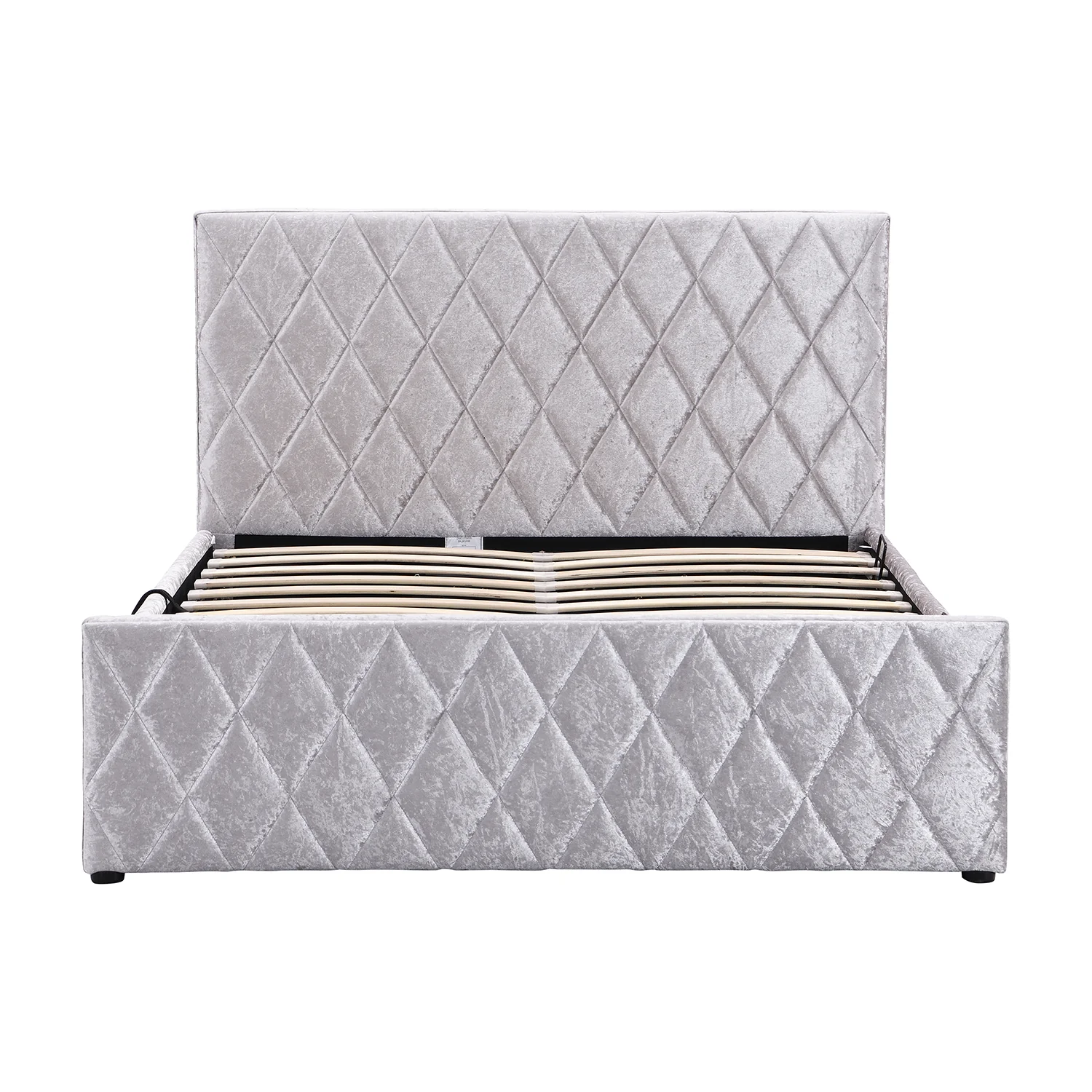 Hayden Crushed Velvet Side Lift Storage Ottoman Upholstered Bed Frame Silver - Image 6
