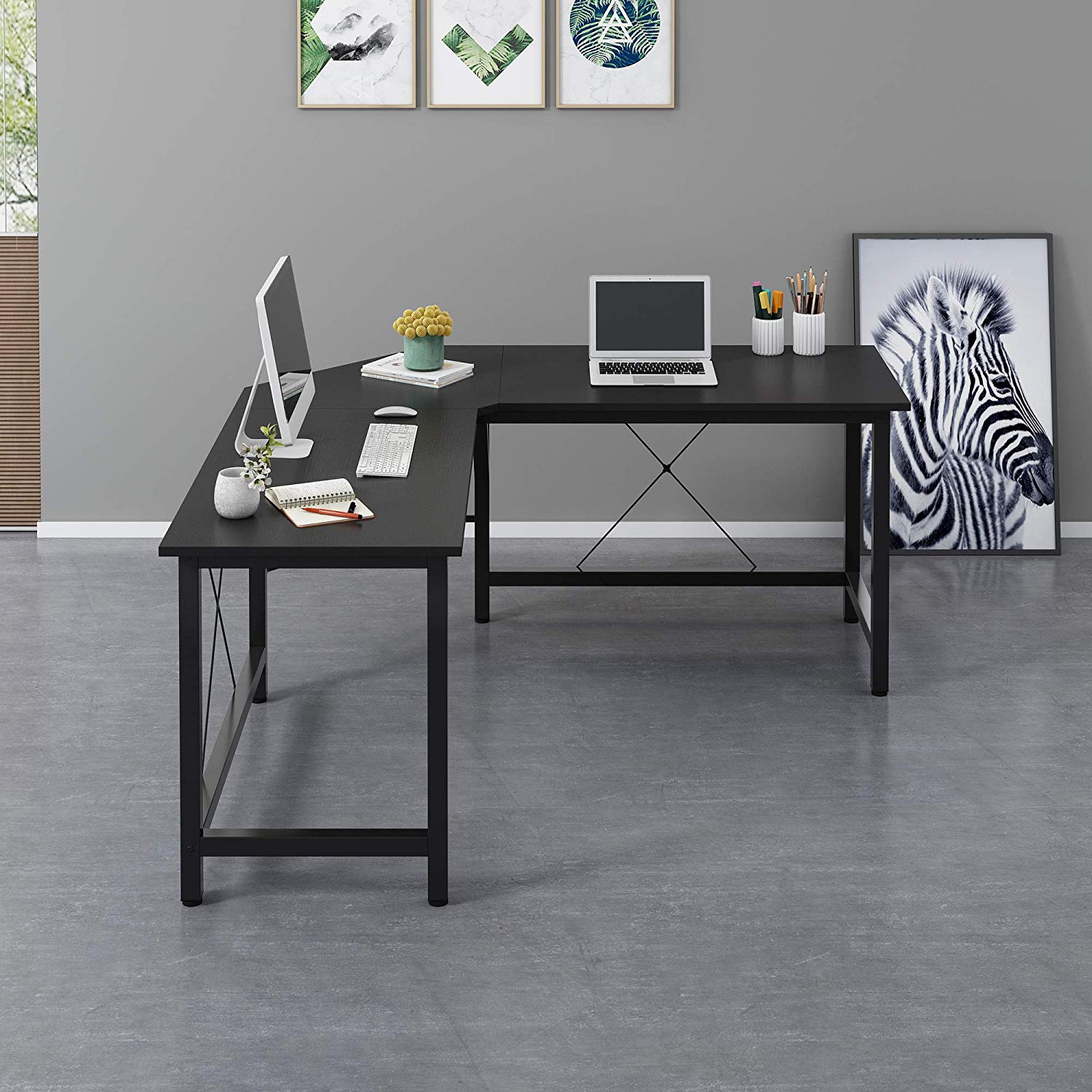 Munich L-Shaped Corner Desk in Black - Image 2