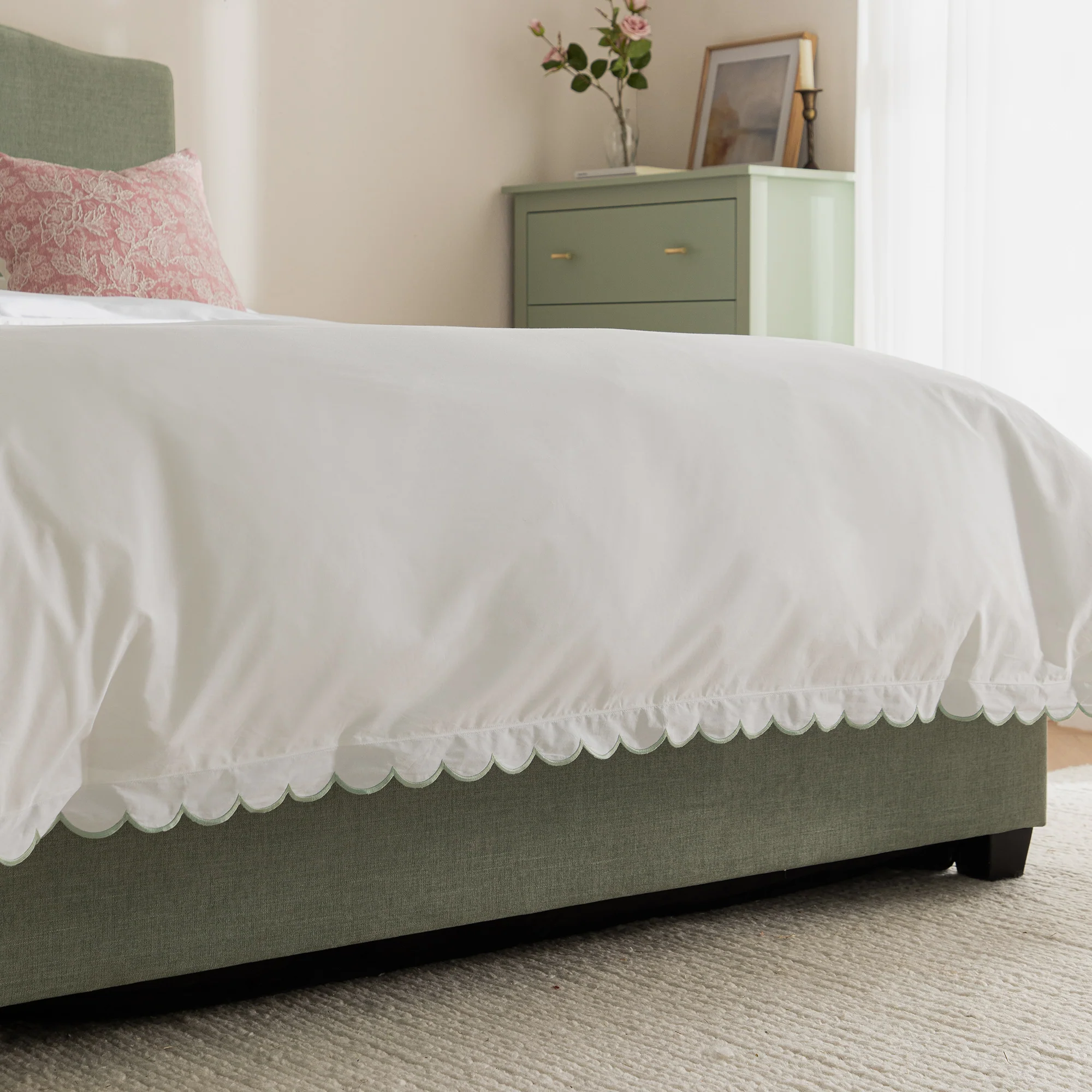 Chilworth Upholstered Ottoman Storage Bed, Water Green Chenille - Image 6