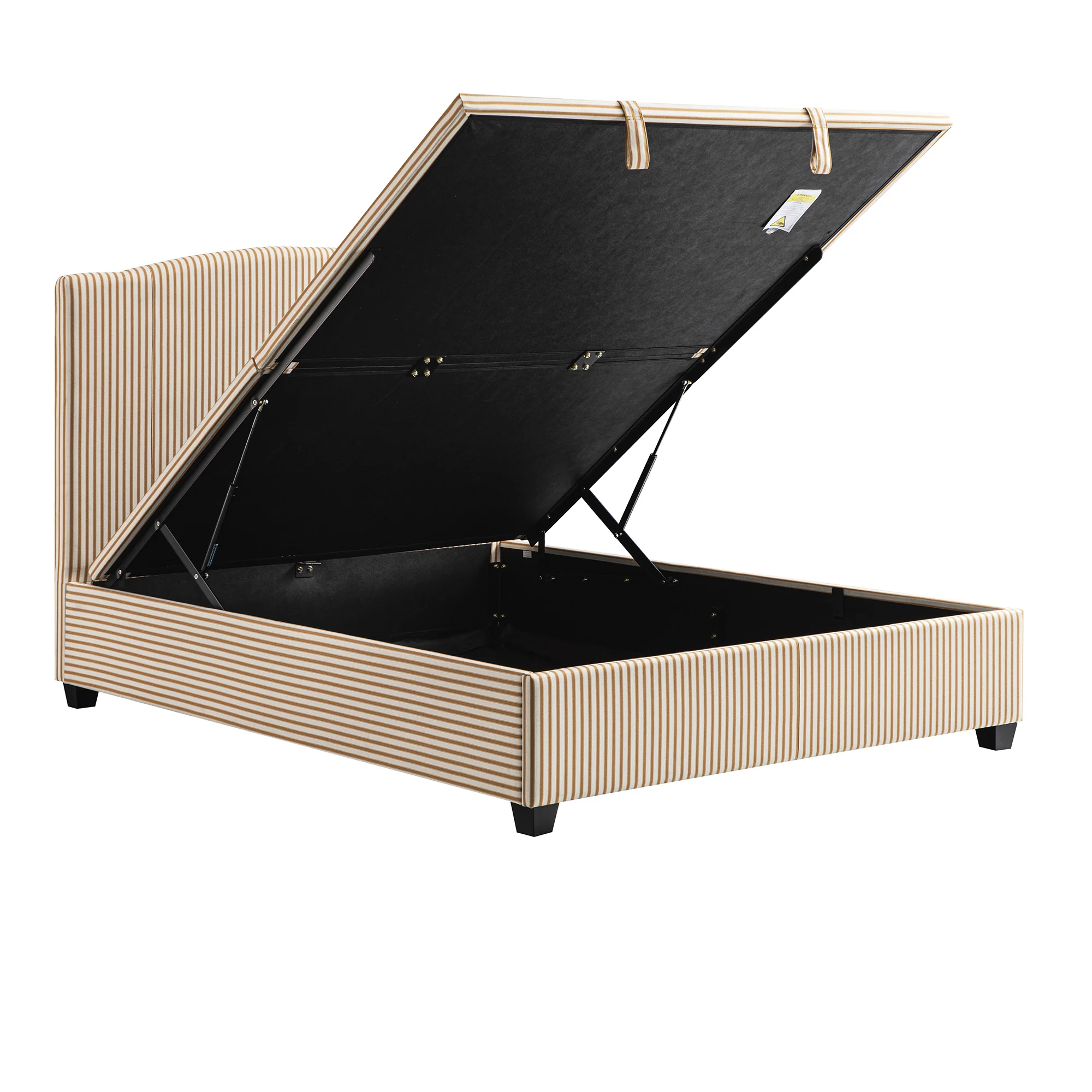 Chilworth Upholstered Ottoman Storage Bed, Ochre Stripe Linen Blend - Image 10